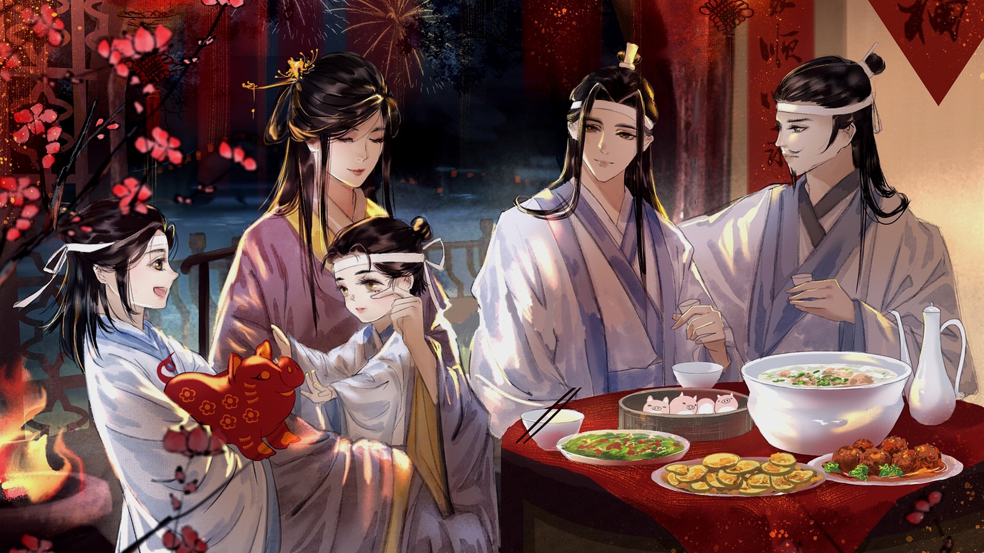 Lan Xichen, Lan Wangji, and Lan Qiren celebrating HD Wallpaper