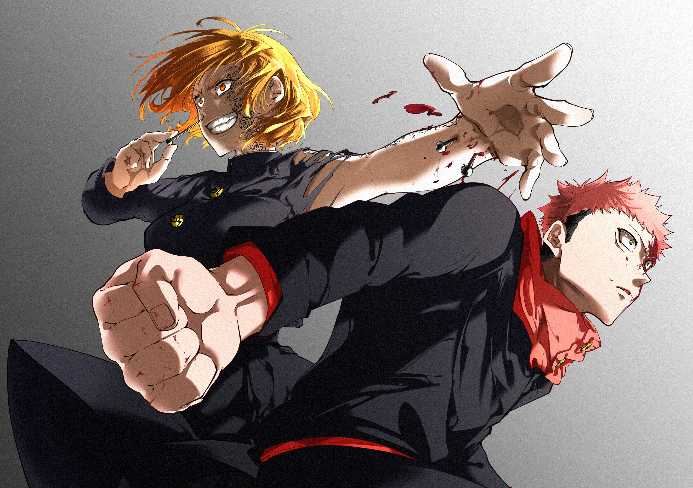 Nobara Kugisaki and Yuji Itadori in action HD Wallpaper