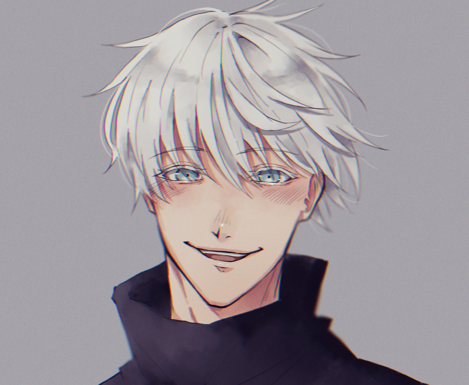 Satoru Gojo with White Hair and Blue Eyes HD Wallpaper