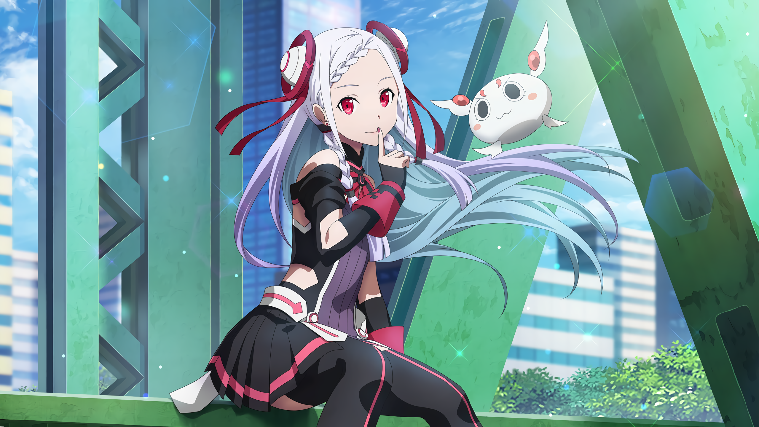 Yuna and companion on a bridge HD Wallpaper