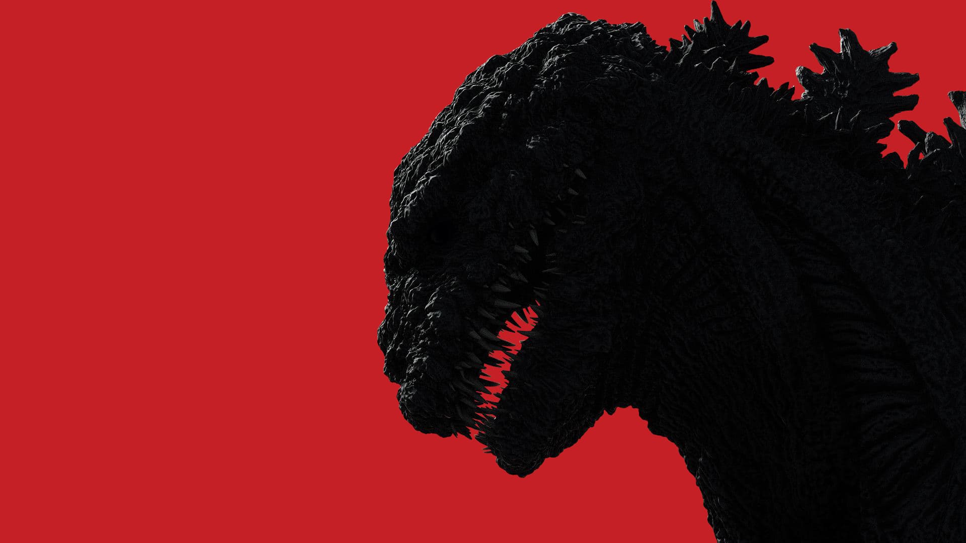 Godzilla silhouette against red background HD Wallpaper