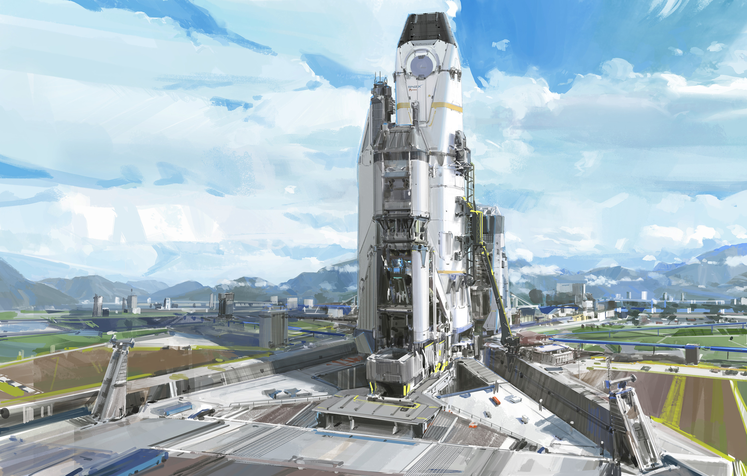 Ares Spaceship at Launchpad HD Wallpaper