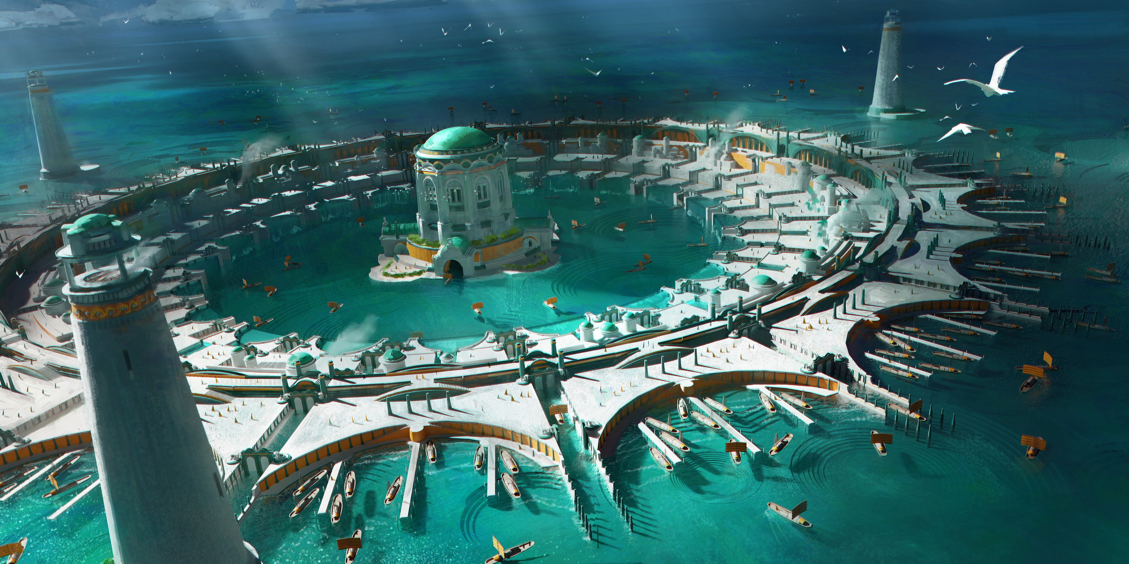 The Roost: A Circular City on the Water HD Wallpaper