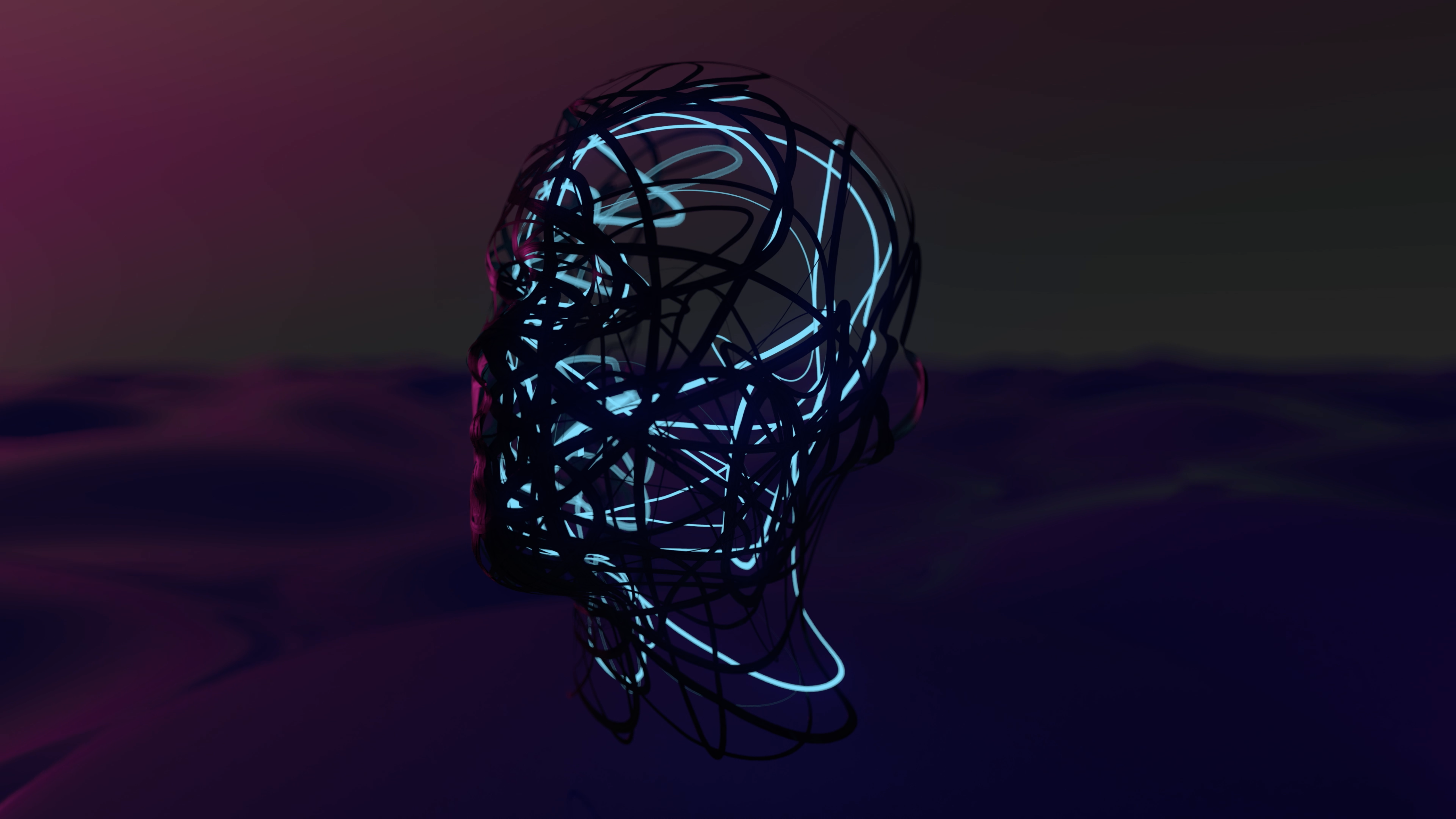 Artistic Human Head Wireframe 4K HD Wallpaper