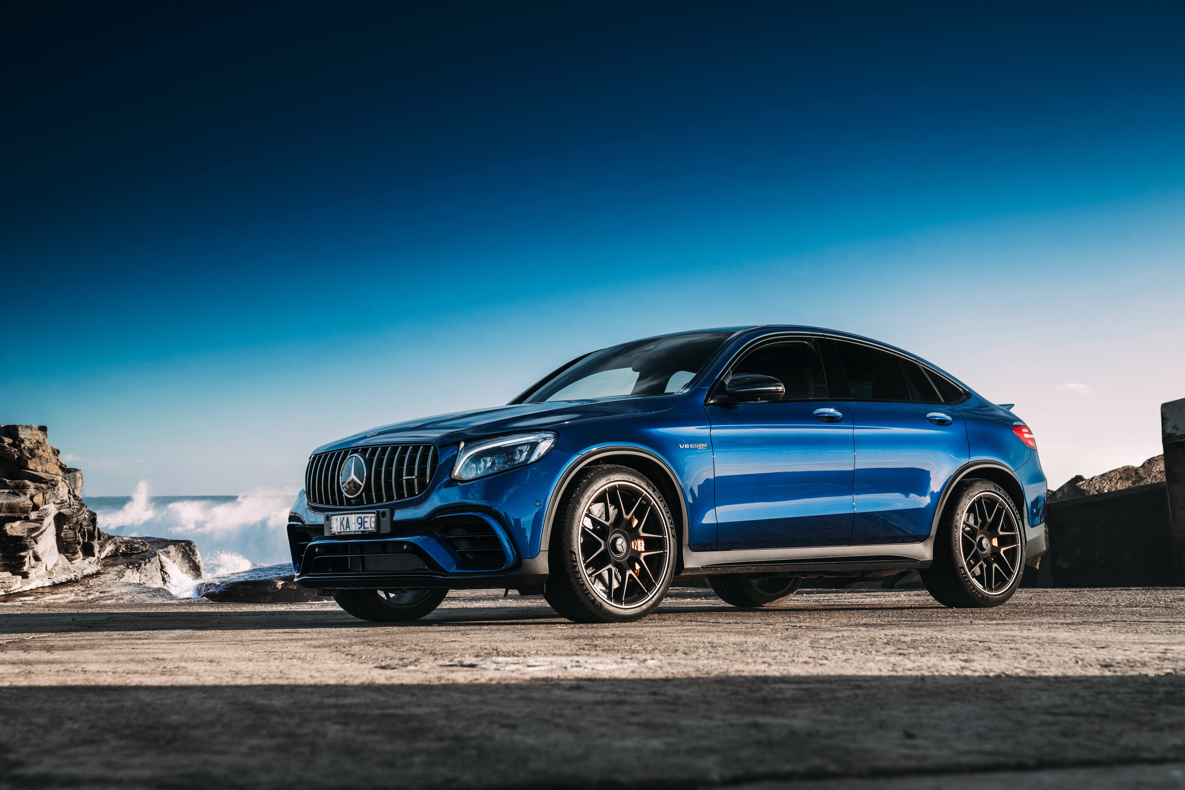 Blue Mercedes-Benz GLC-Class Coupe AMG SUV HD Wallpaper