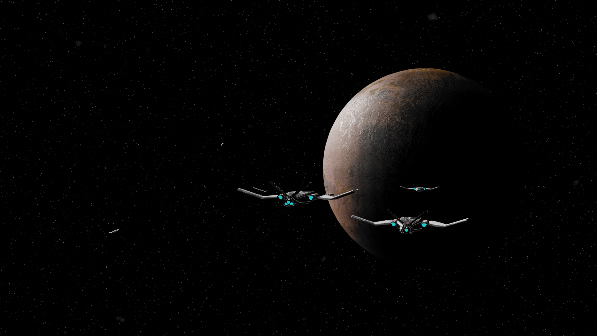 Spaceships approaching a planet HD Wallpaper