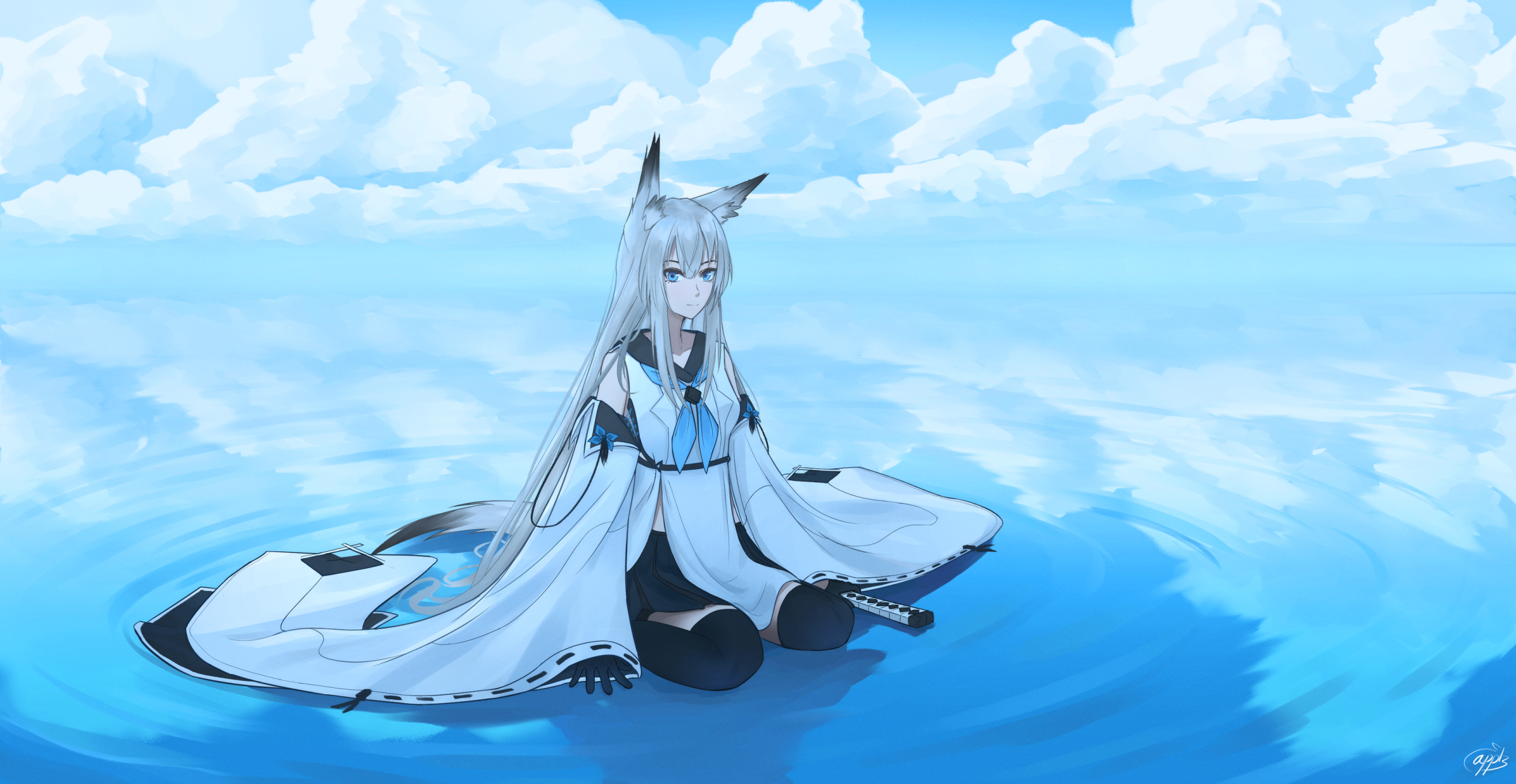 Kawakaze (Azur Lane) sitting on the water HD Wallpaper