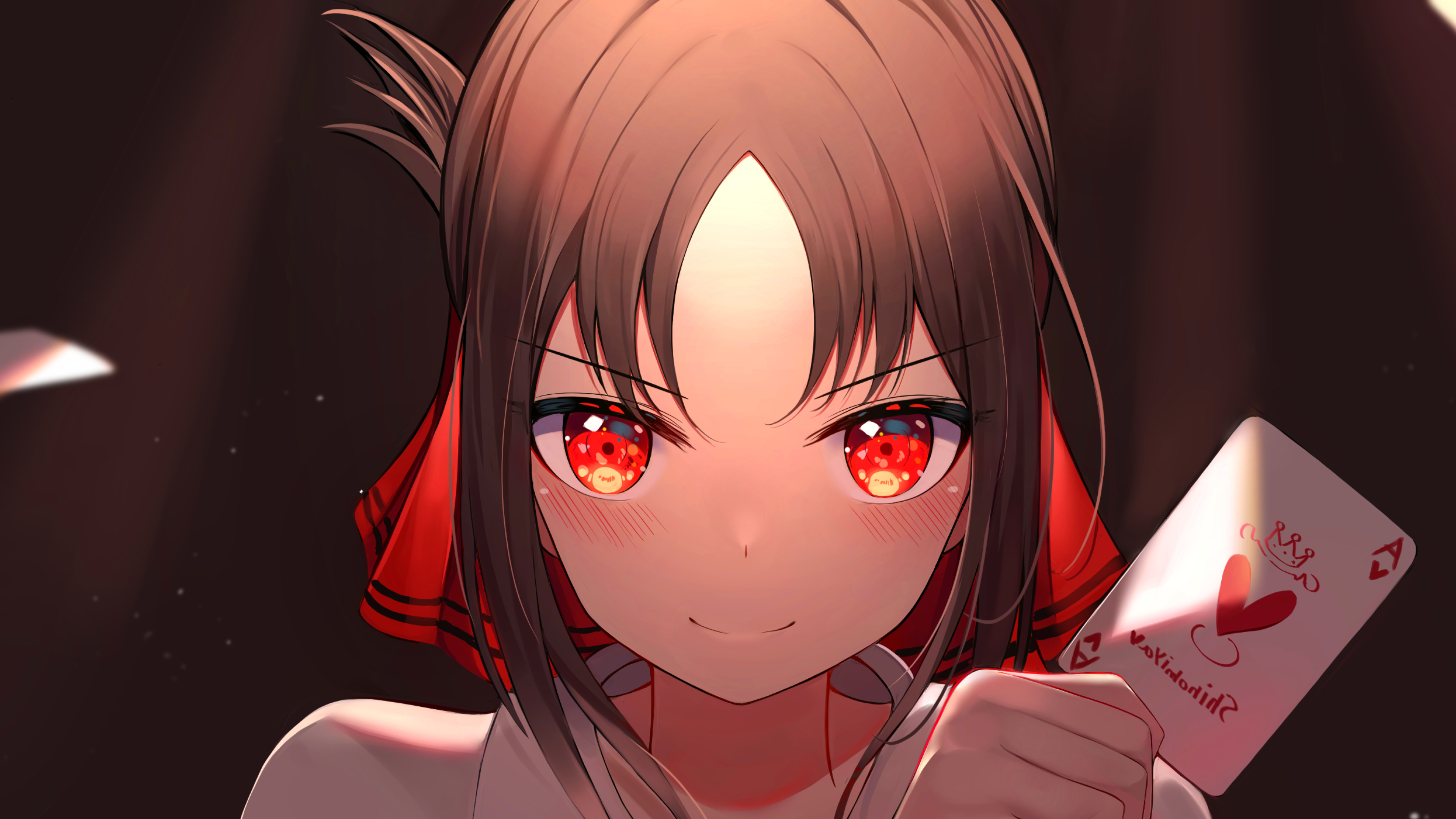 Kaguya Shinomiya Intense Red-Eyed Gaze 4K HD Wallpaper