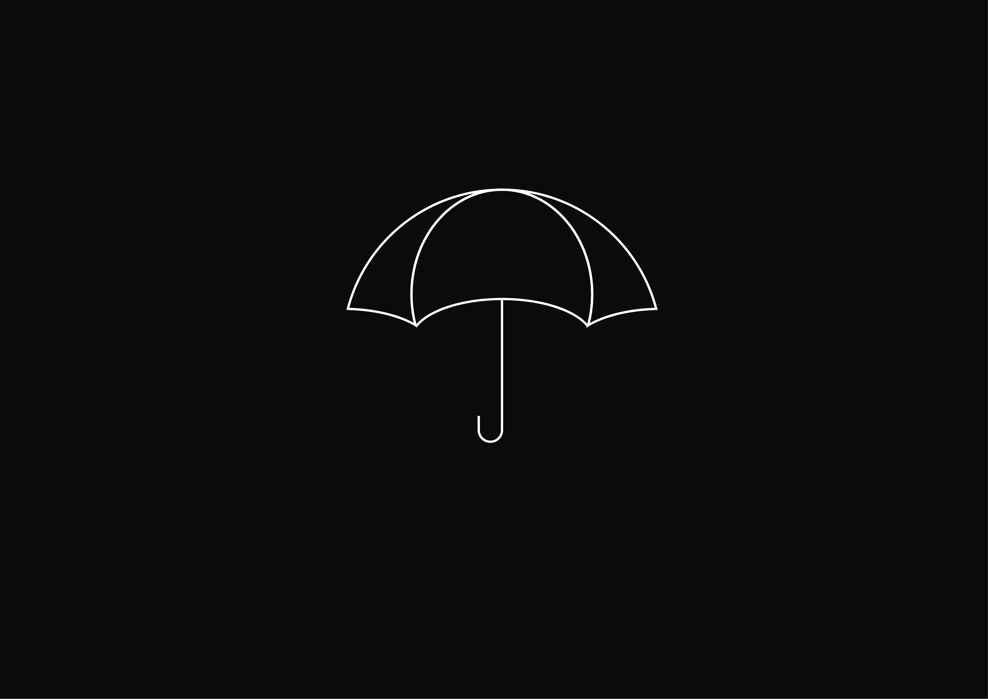 Minimalist white umbrella on black background HD Wallpaper