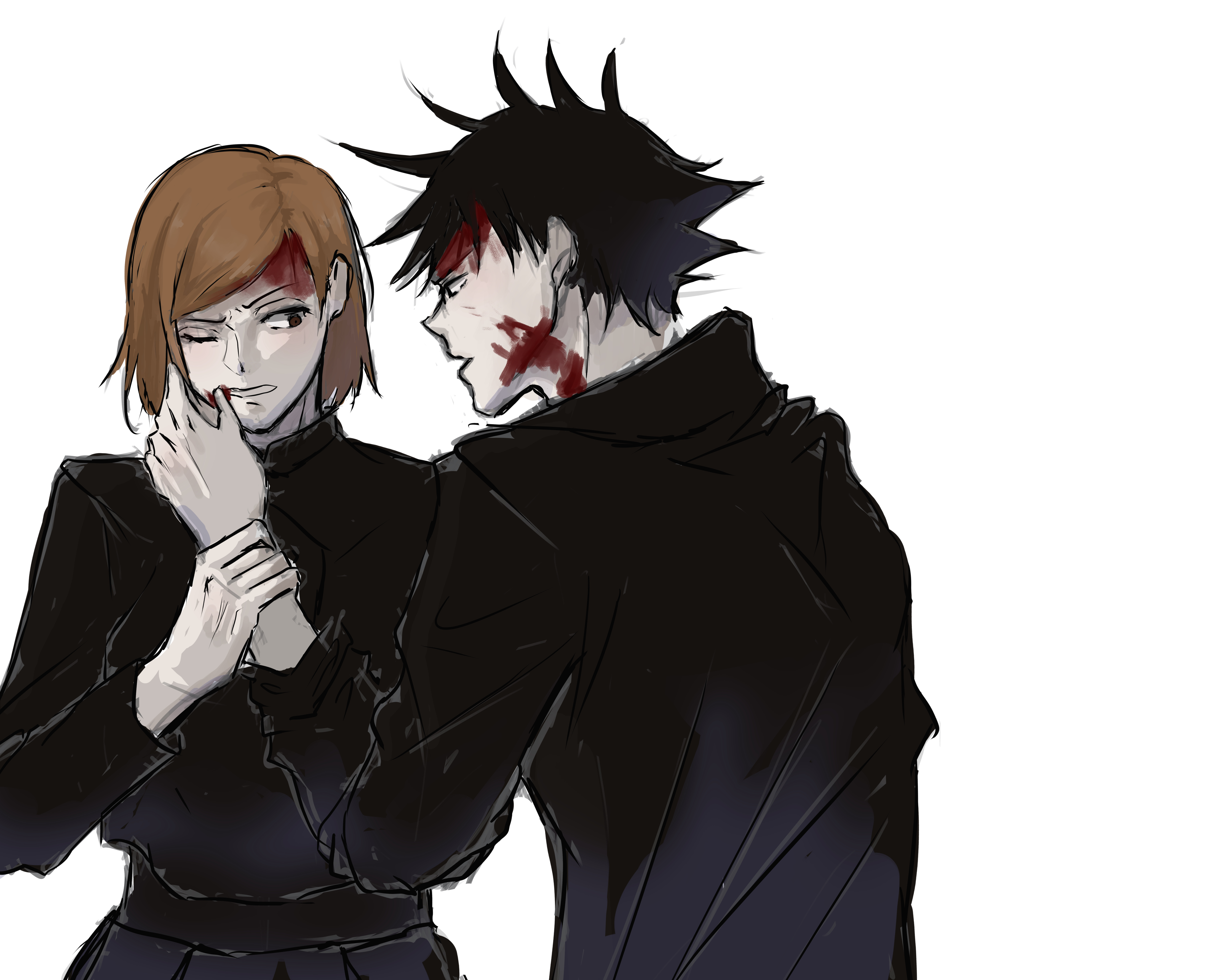 Nobara Kugisaki and Megumi Fushiguro in Jujutsu Kaisen 4K HD Wallpaper