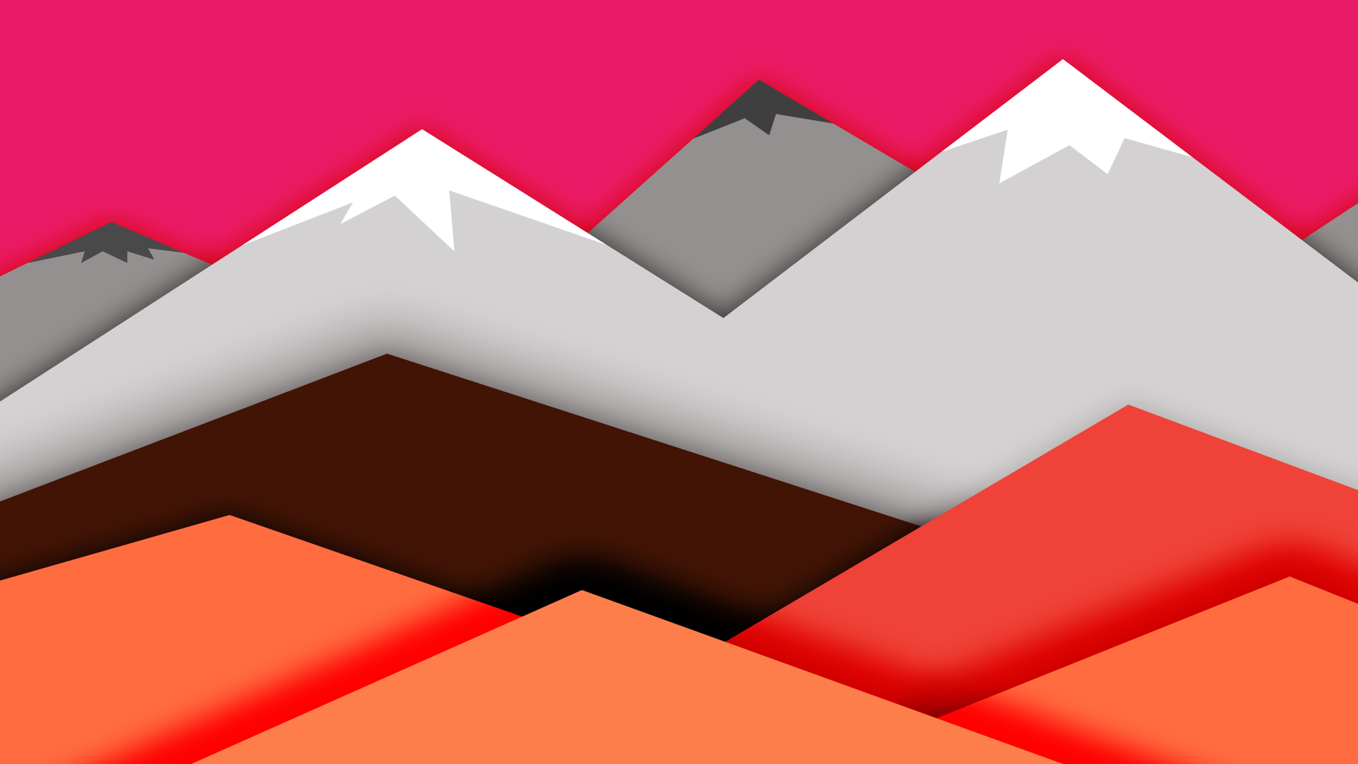 Abstract Mountain Landscape with Pink Sky HD Wallpaper