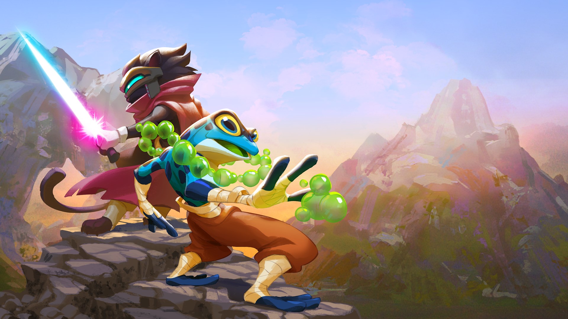 Rivals of Aether characters in a mountain landscape HD Wallpaper