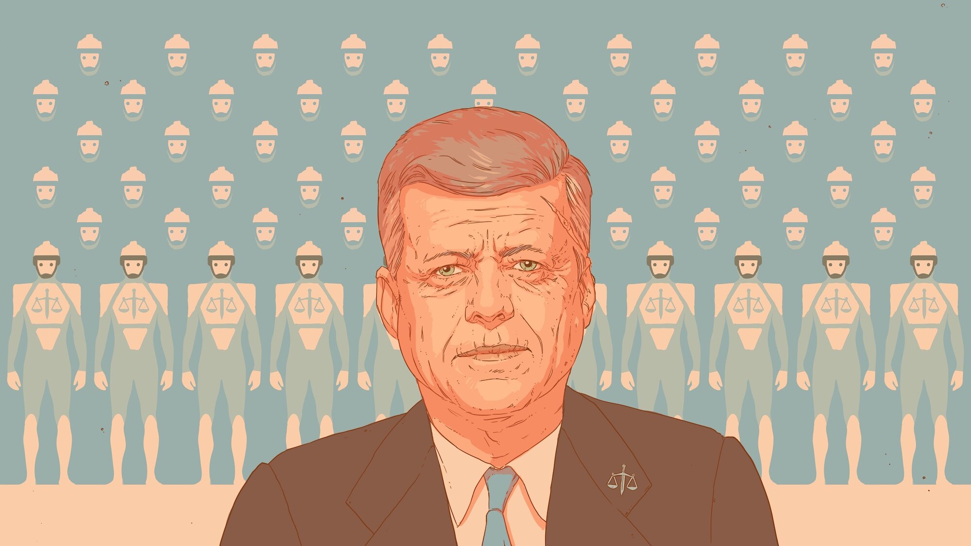 John F. Kennedy and robotic figures HD Wallpaper
