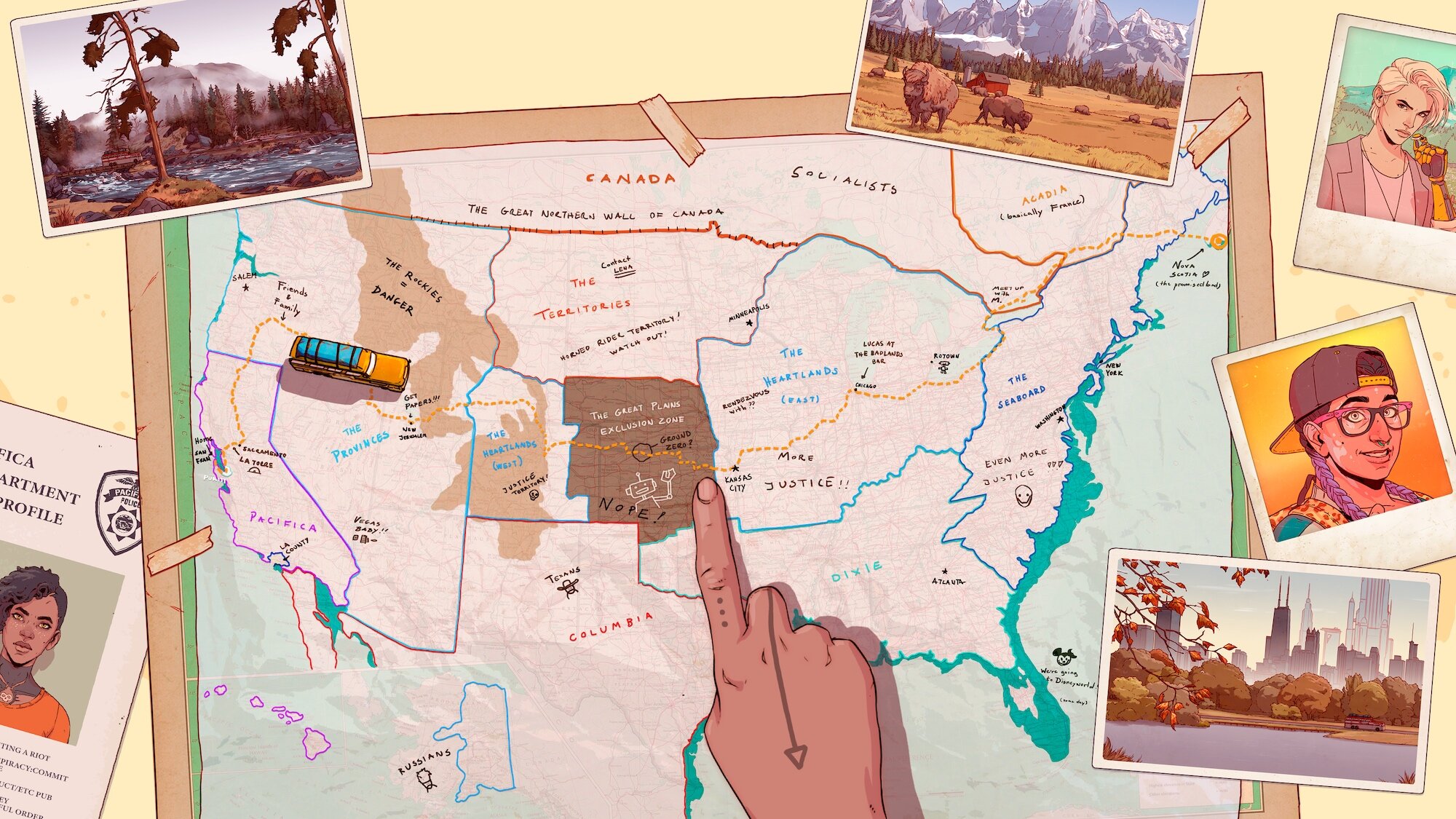 Dustborn map with finger pointing HD Wallpaper