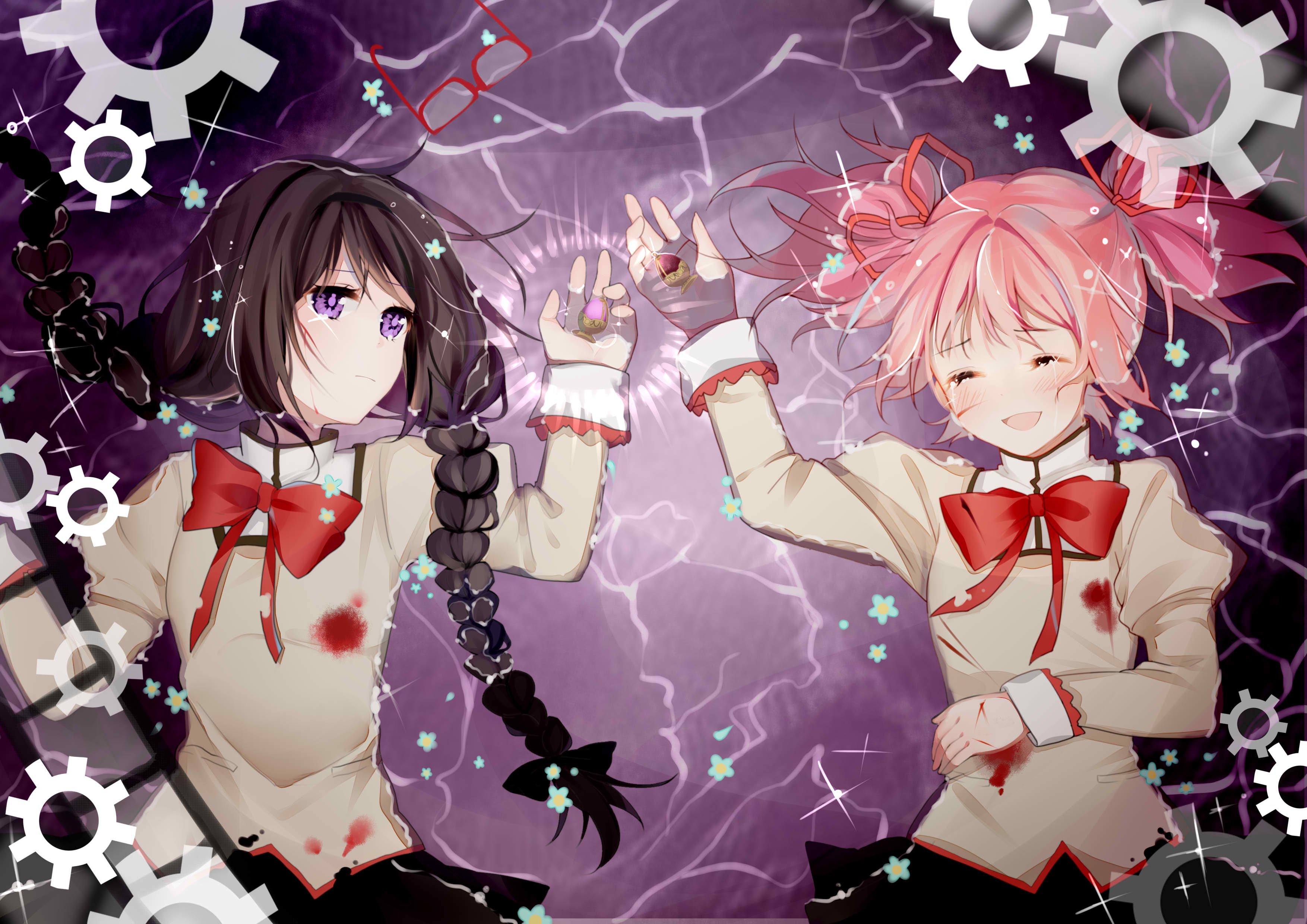 Homura Akemi and Madoka Kaname from Puella Magi Madoka Magica HD Wallpaper