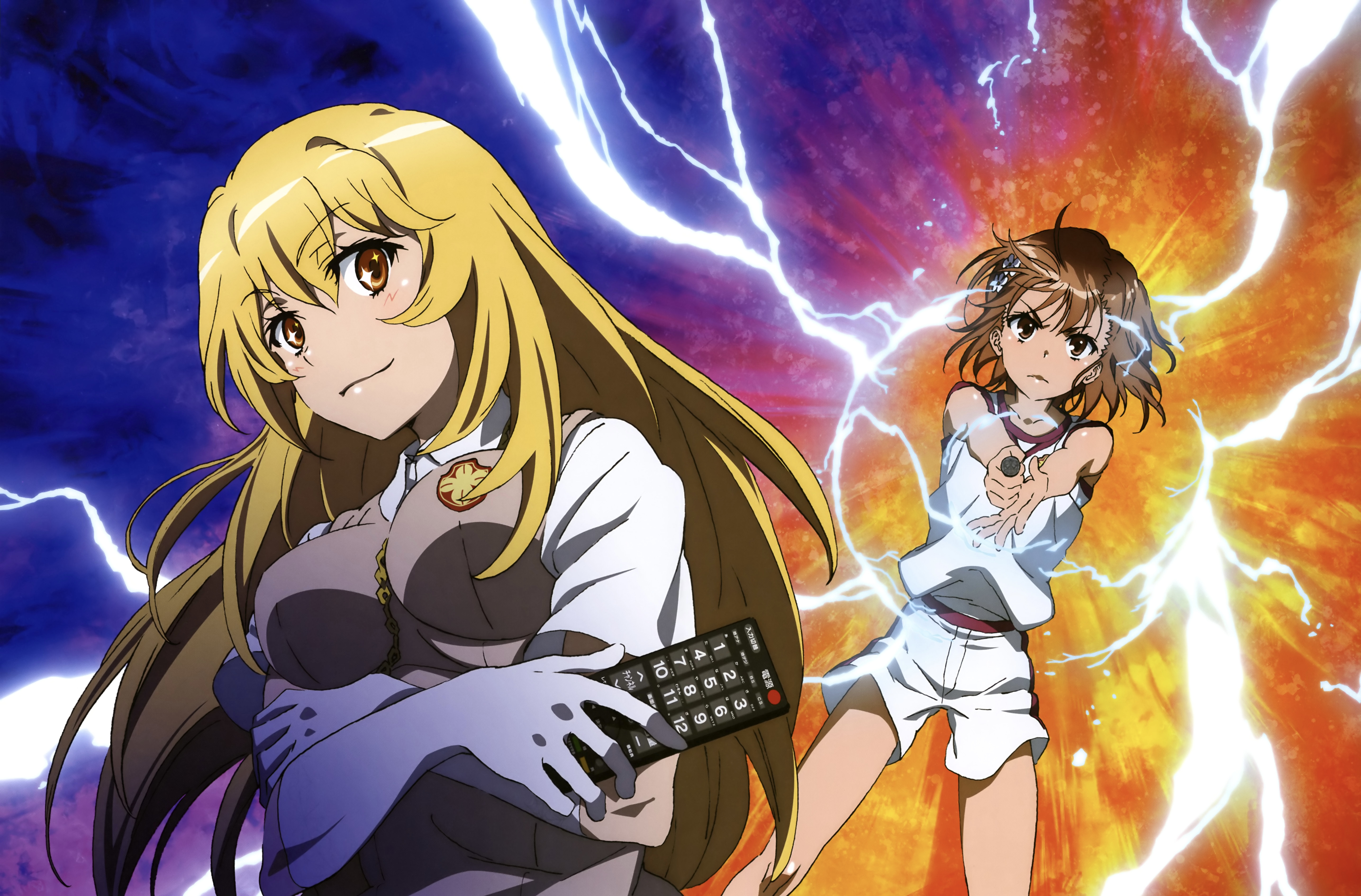 Misaki Shokuhou and Mikoto Misaka with lightning HD Wallpaper