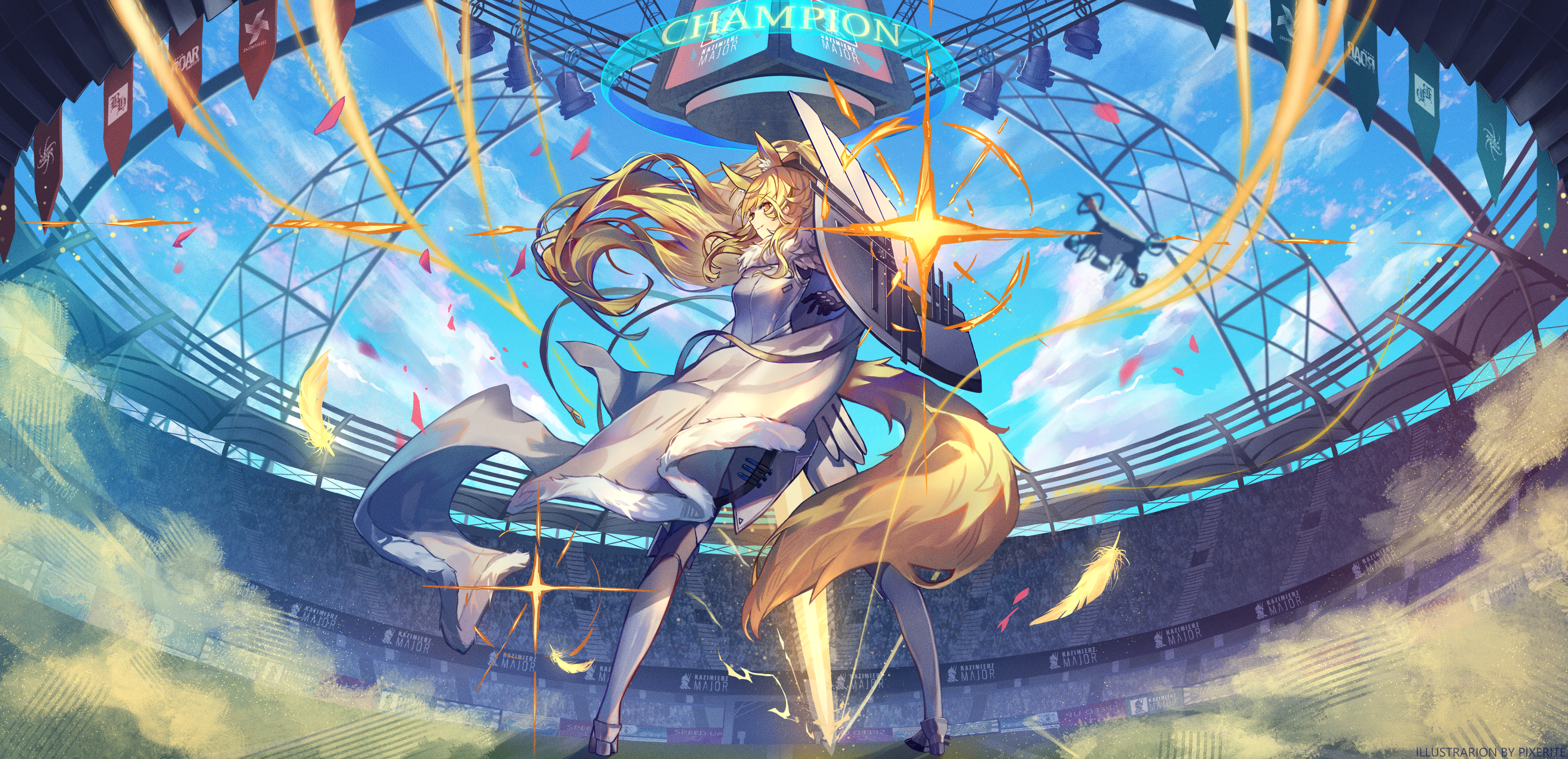 Blemishine from Arknights as Champion in Stadium HD Wallpaper