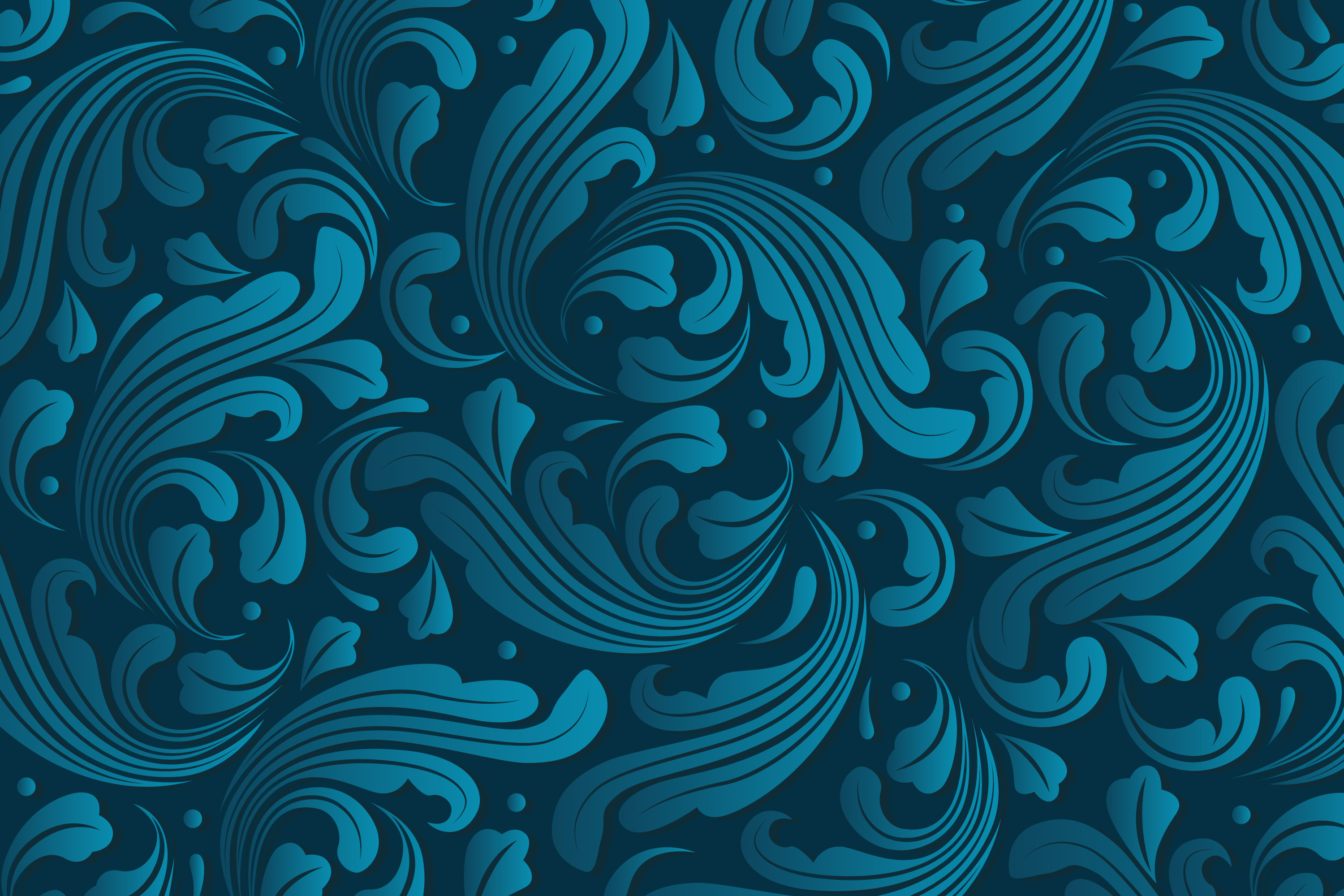 Teal floral pattern with gradient effect HD Wallpaper