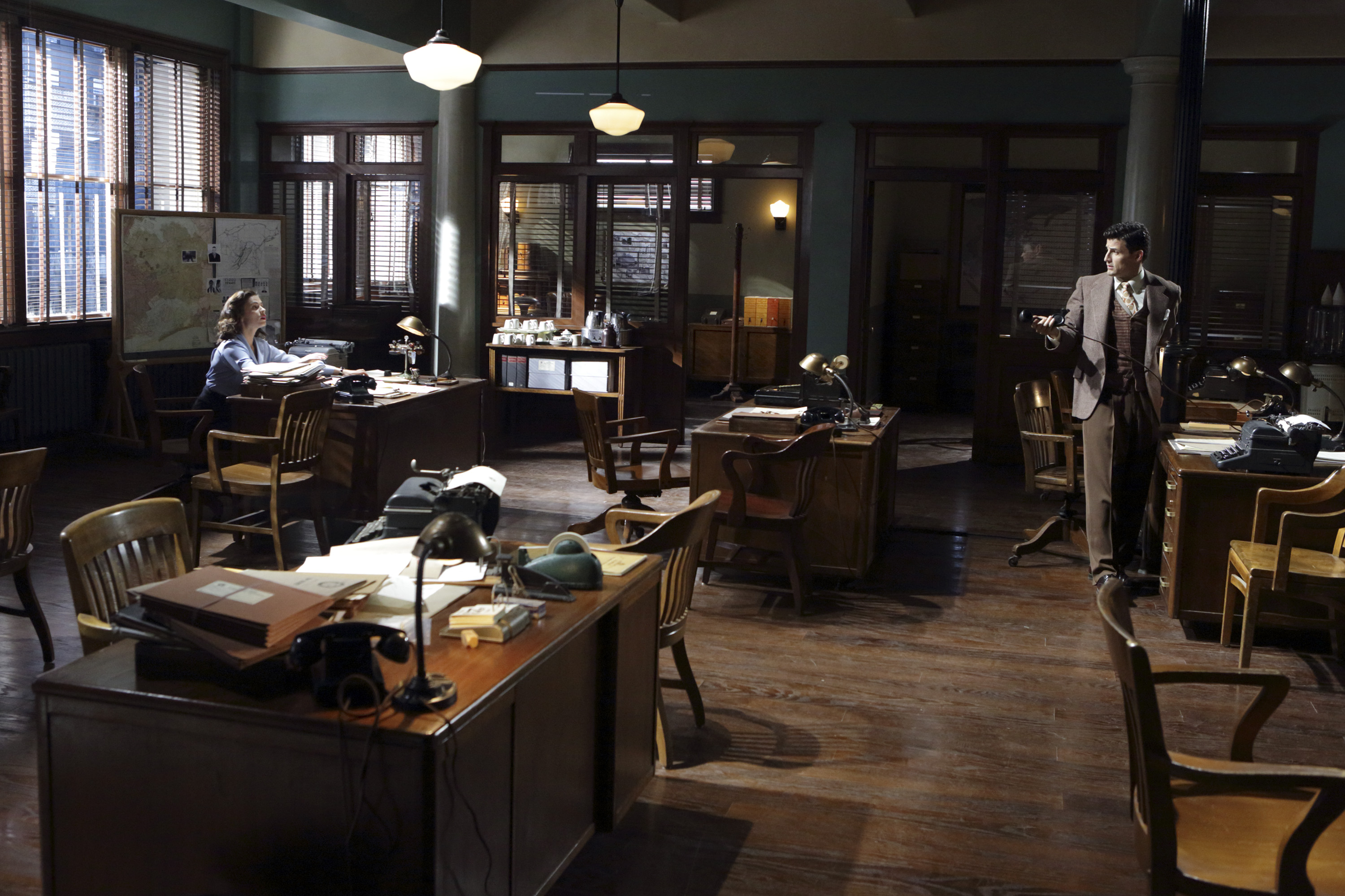 Peggy Carter and Daniel Sousa in an office HD Wallpaper