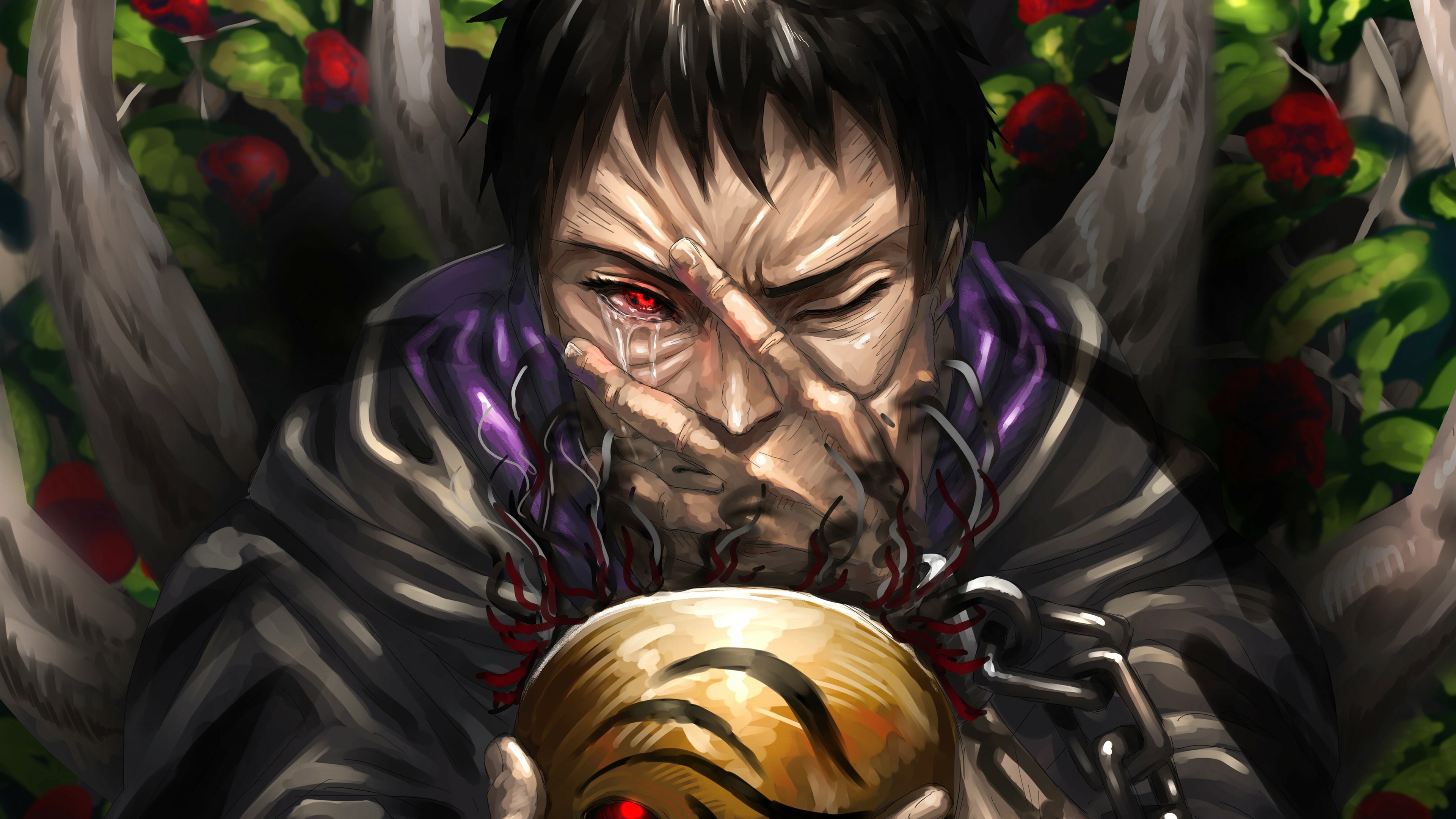 Obito Uchiha crying and holding a mask HD Wallpaper