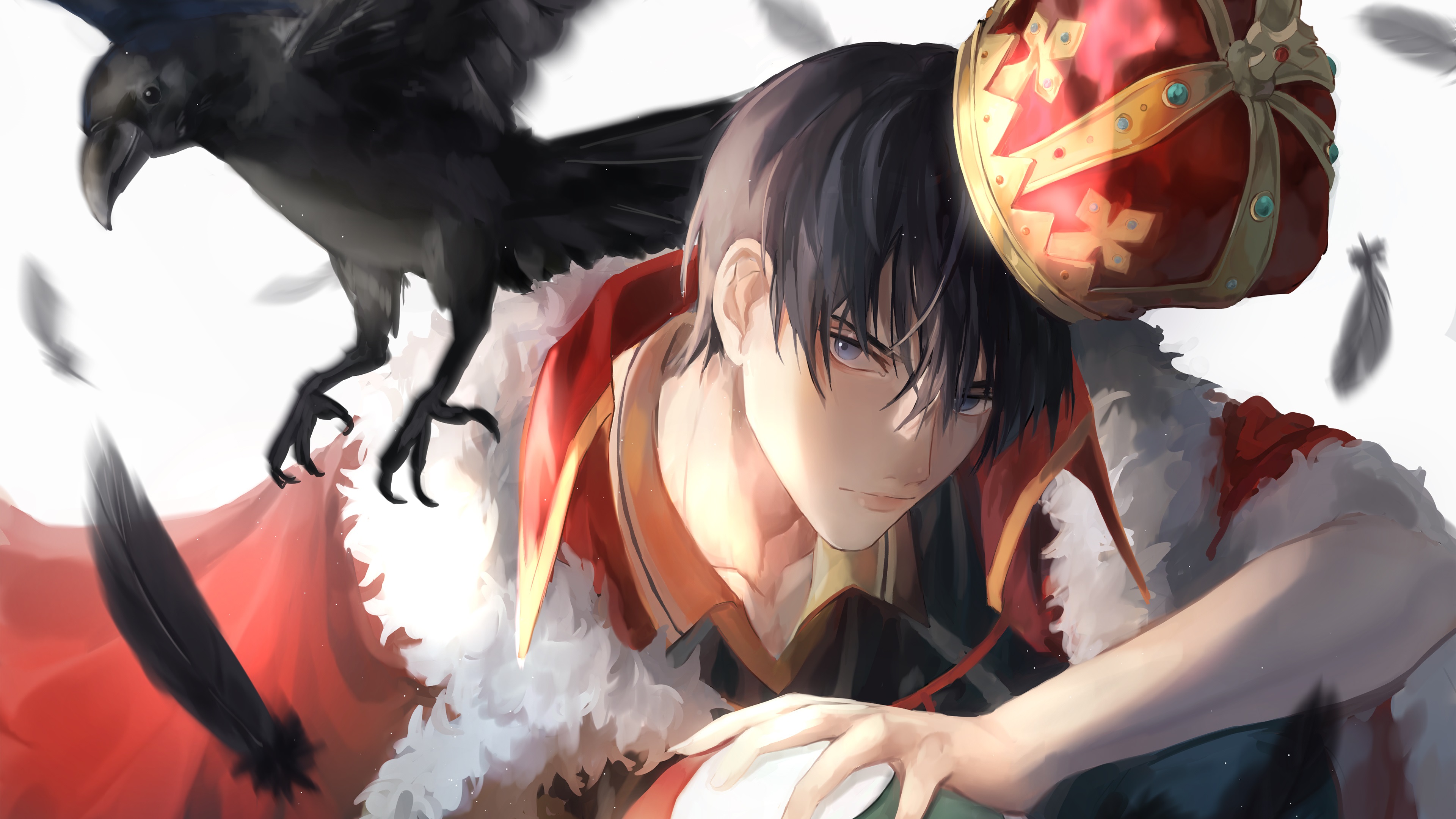 Tobio Kageyama with a Crown and a Crow HD Wallpaper