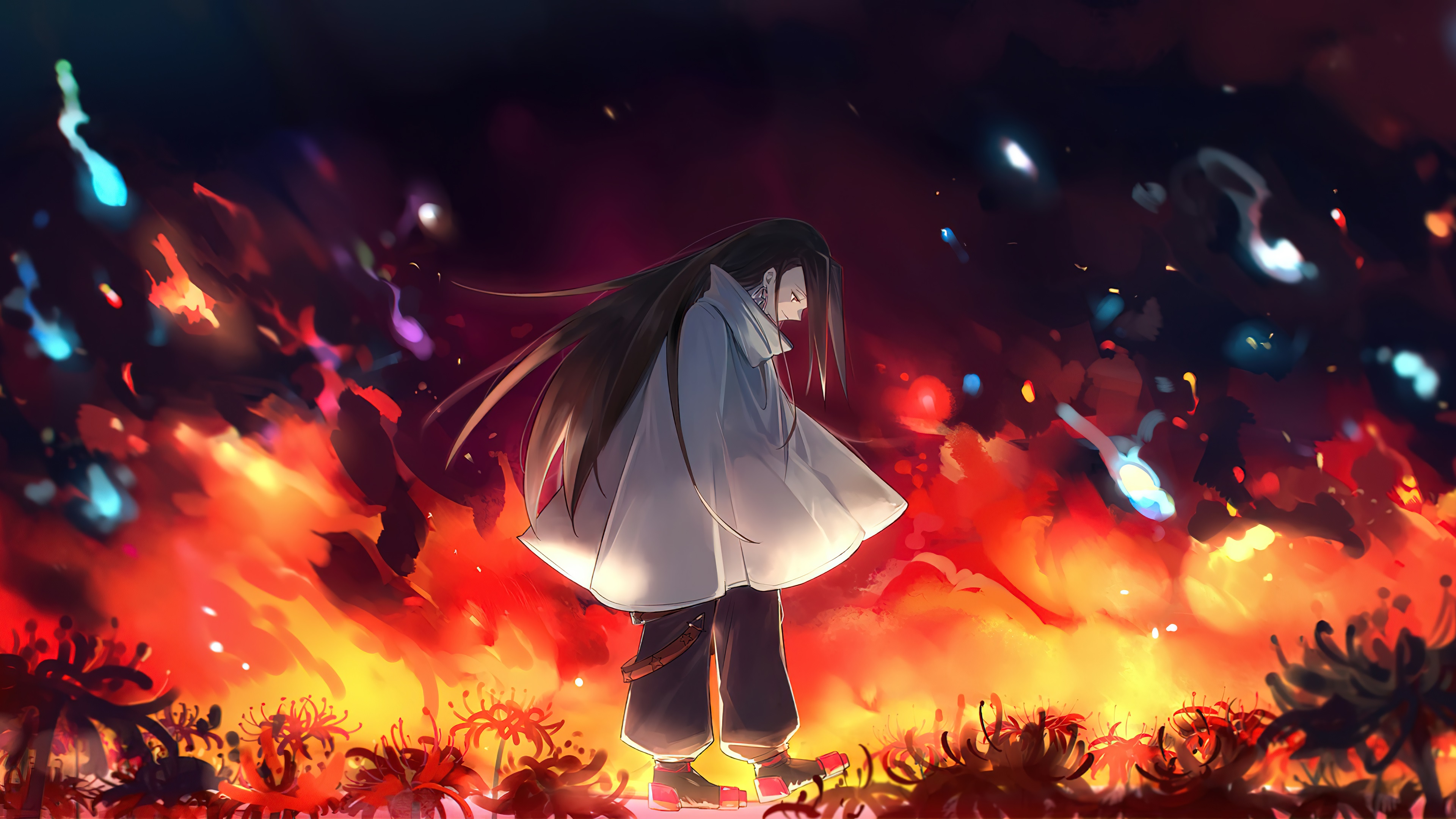 Hao Asakura in a fiery landscape HD Wallpaper