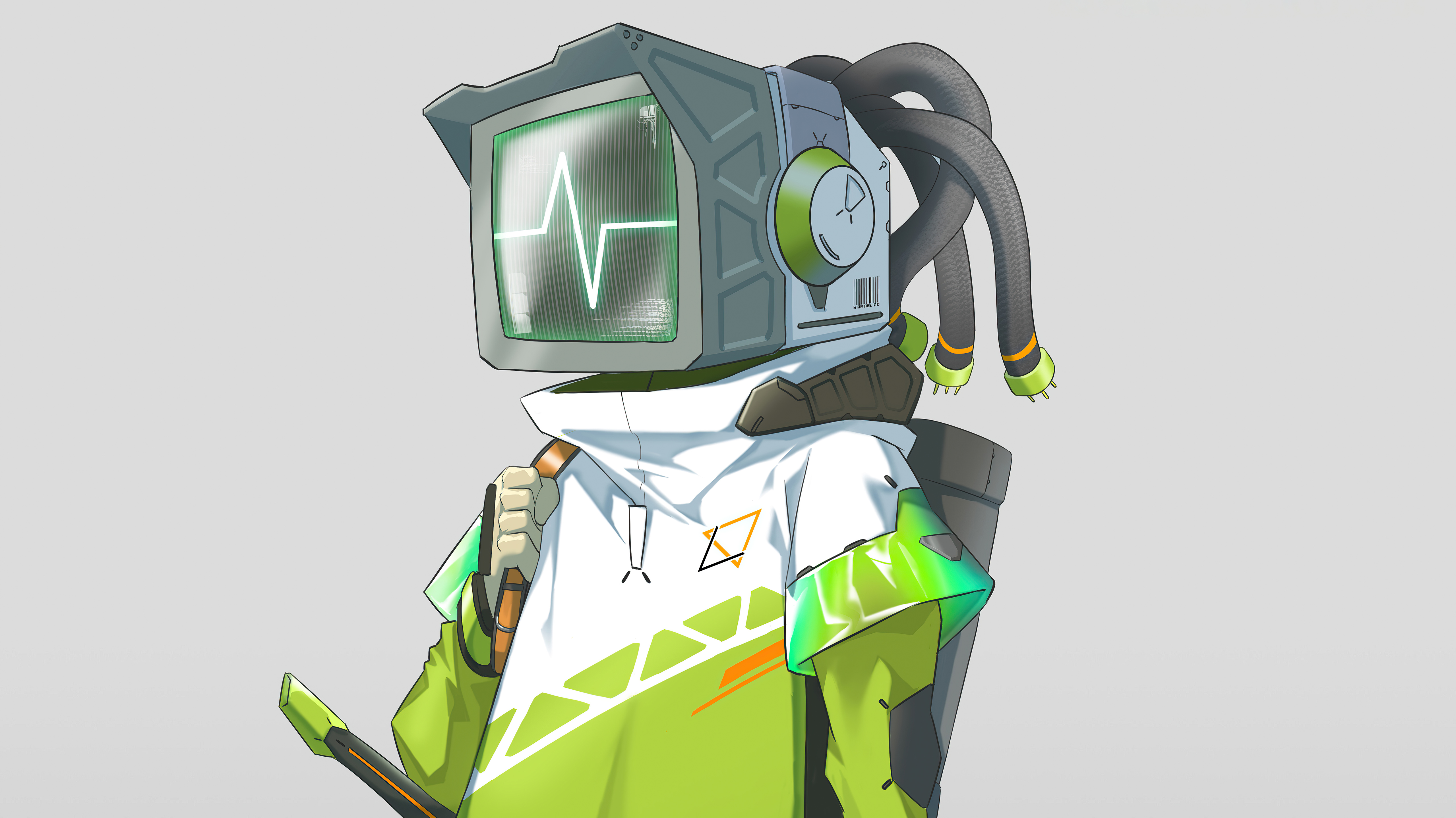 Sci Fi Robot with Monitor Head HD Wallpaper