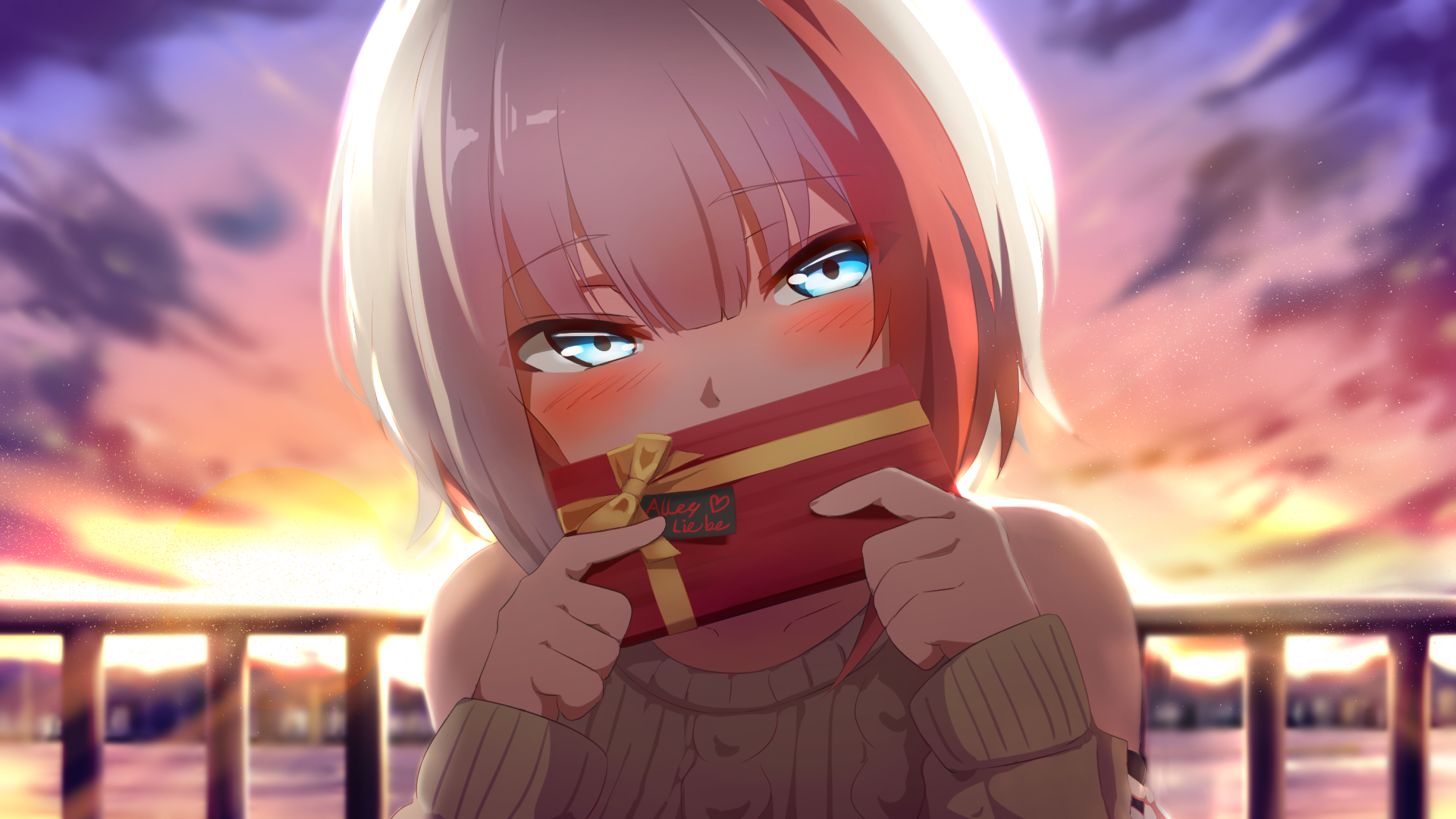 Azur Lane Admiral Graf Spee holding a gift box HD Wallpaper