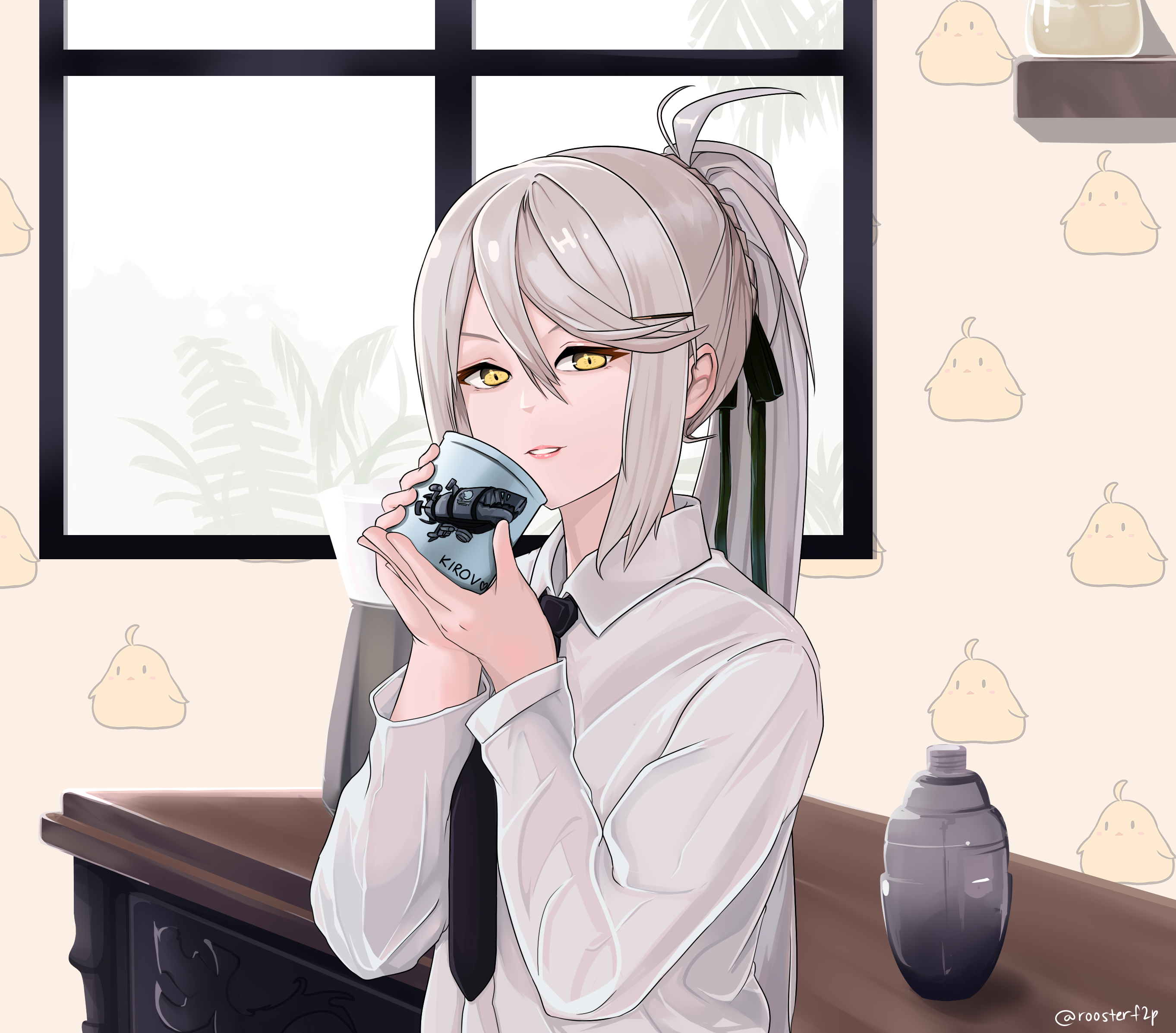 Kirov (Azur Lane) drinking from a mug HD Wallpaper