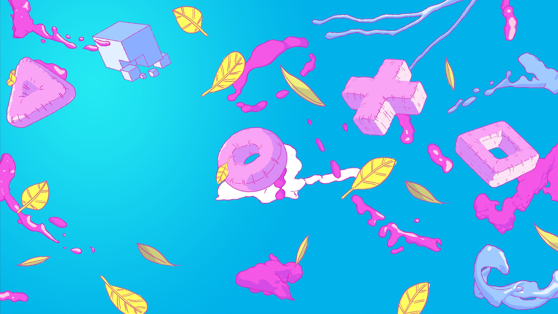 Playstation Symbols and Shapes on Blue Background HD Wallpaper
