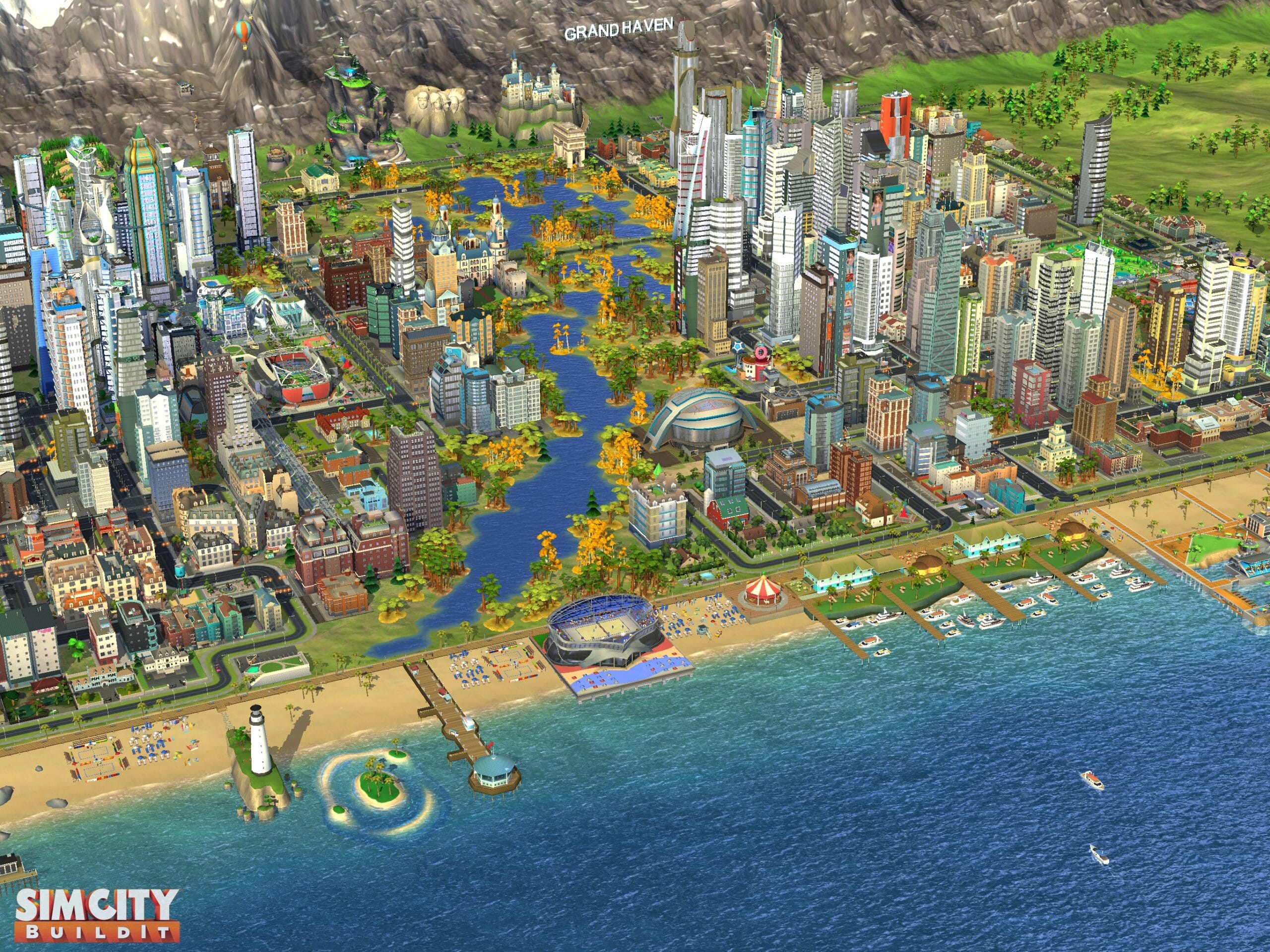 SimCity BuildIt Grand Haven Cityscape HD Wallpaper