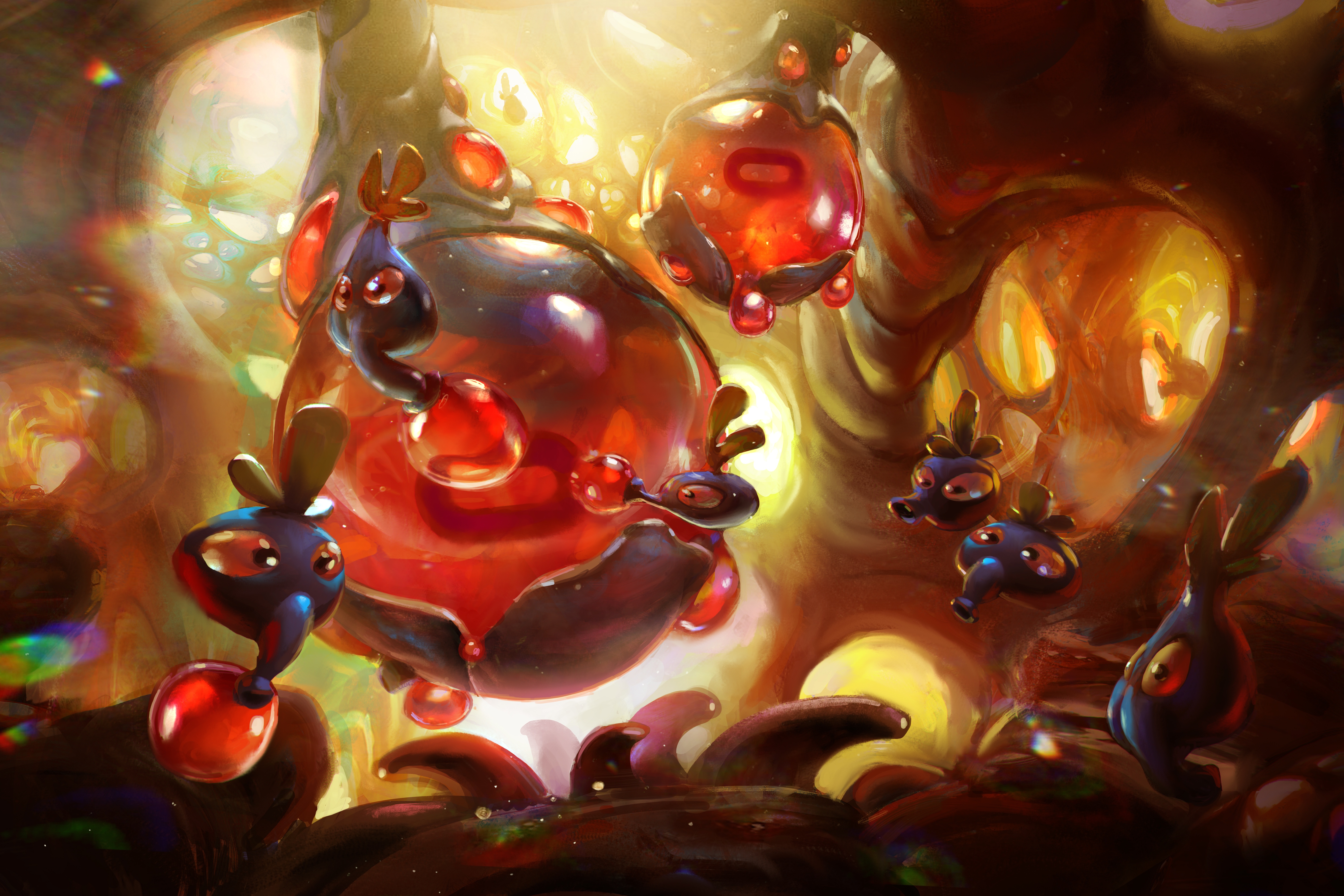 Fantasy Creatures in a Cave HD Wallpaper
