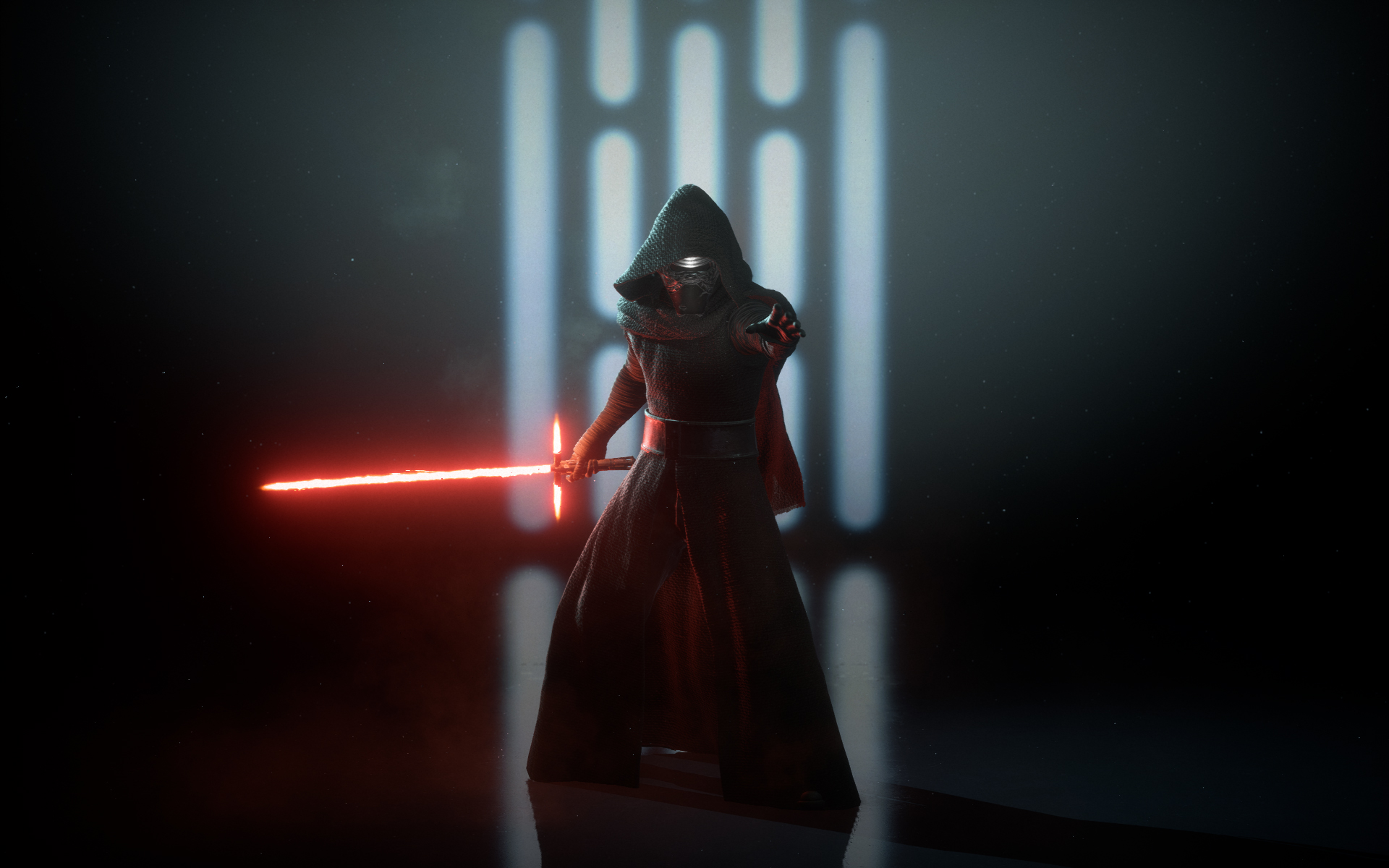 Kylo Ren holding a lightsaber in Star Wars Battlefront II HD Wallpaper