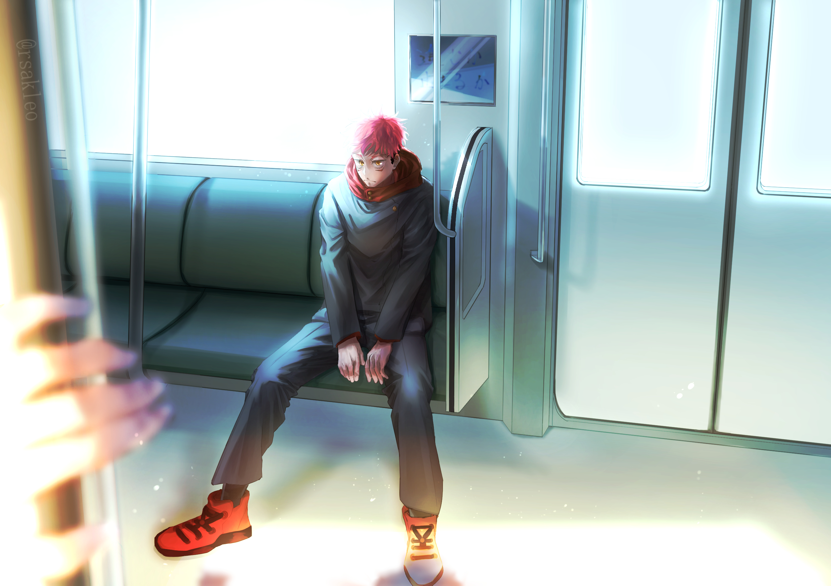 Yuji Itadori on a train HD Wallpaper