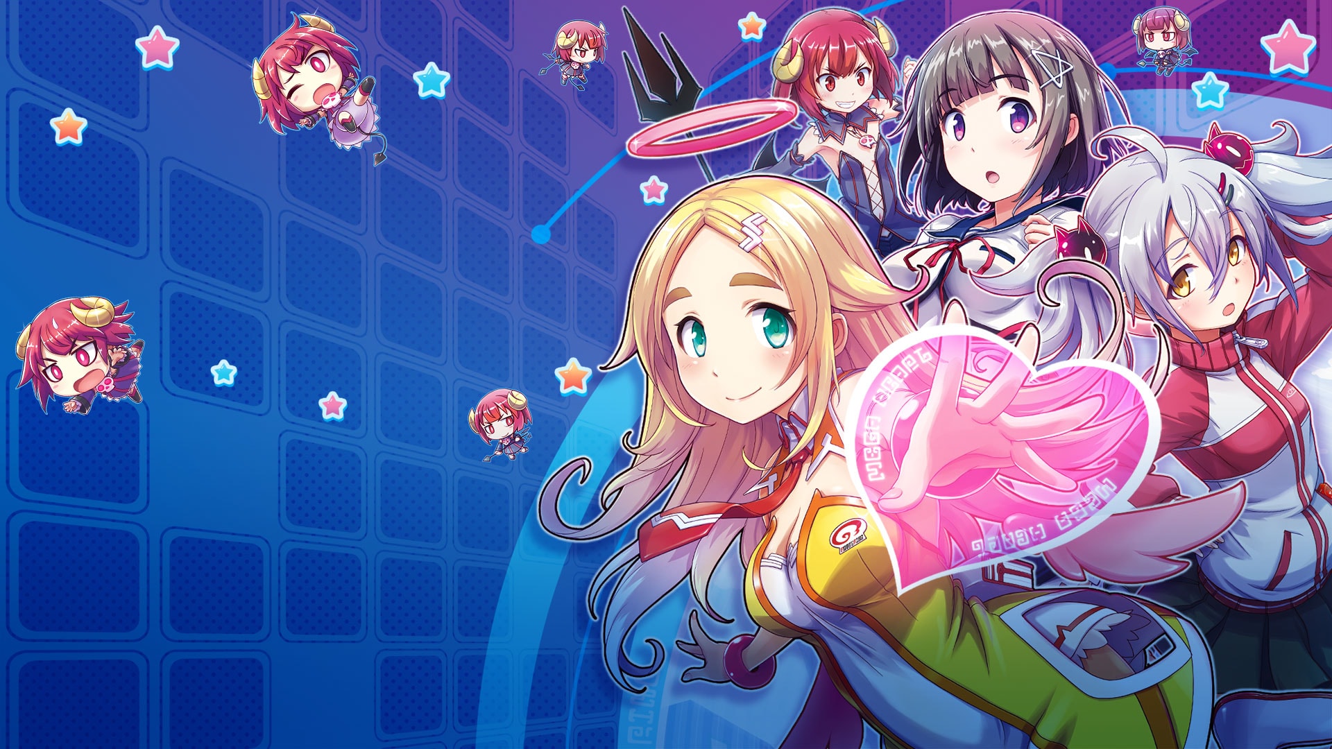Gal*Gun 2 Characters with Chibi Figures HD Wallpaper