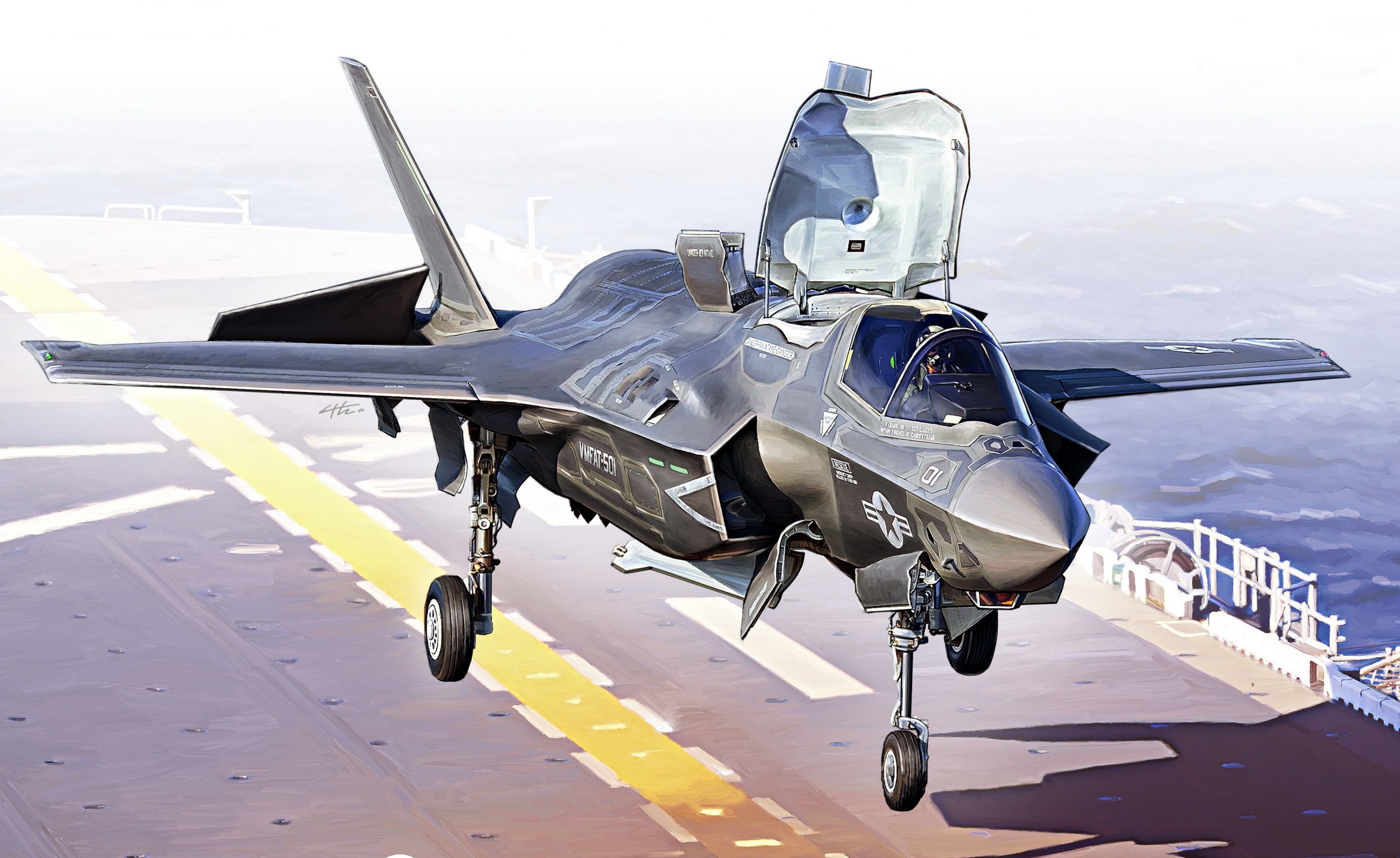 Lockheed Martin F-35 Lightning II on Aircraft Carrier HD Wallpaper