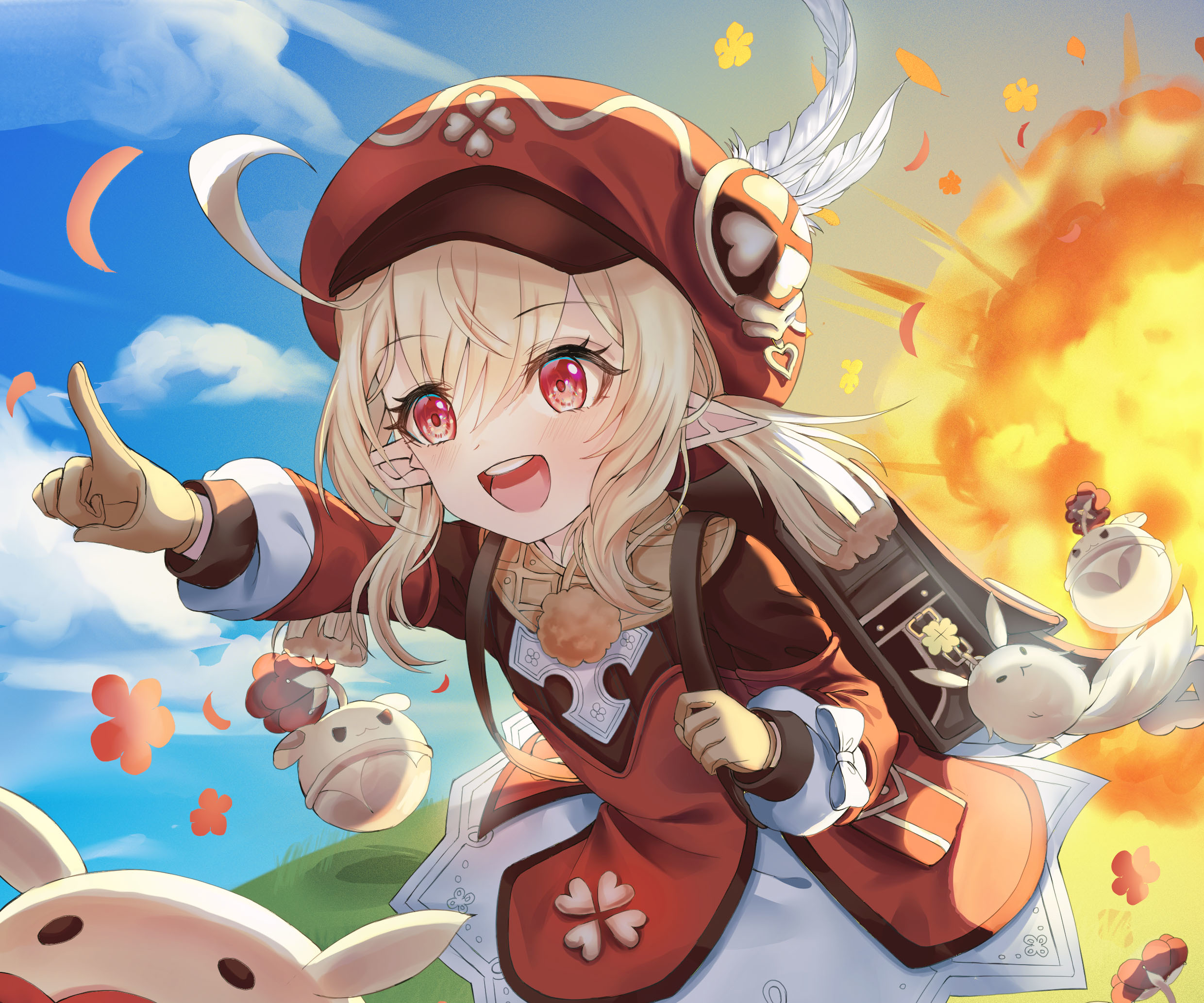 Klee from Genshin Impact with an explosion HD Wallpaper