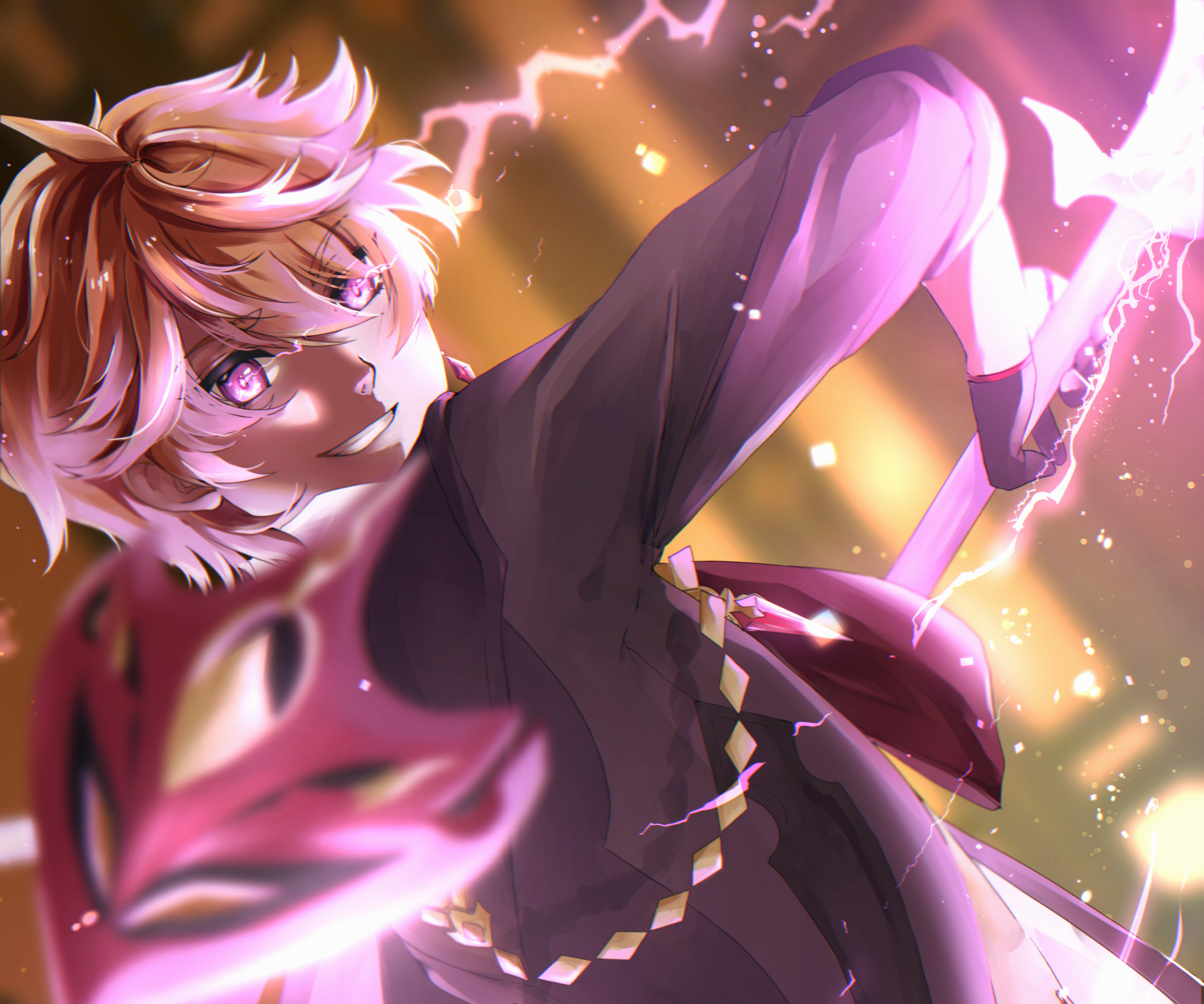 Tartaglia Childe (Genshin Impact) with lightning HD Wallpaper