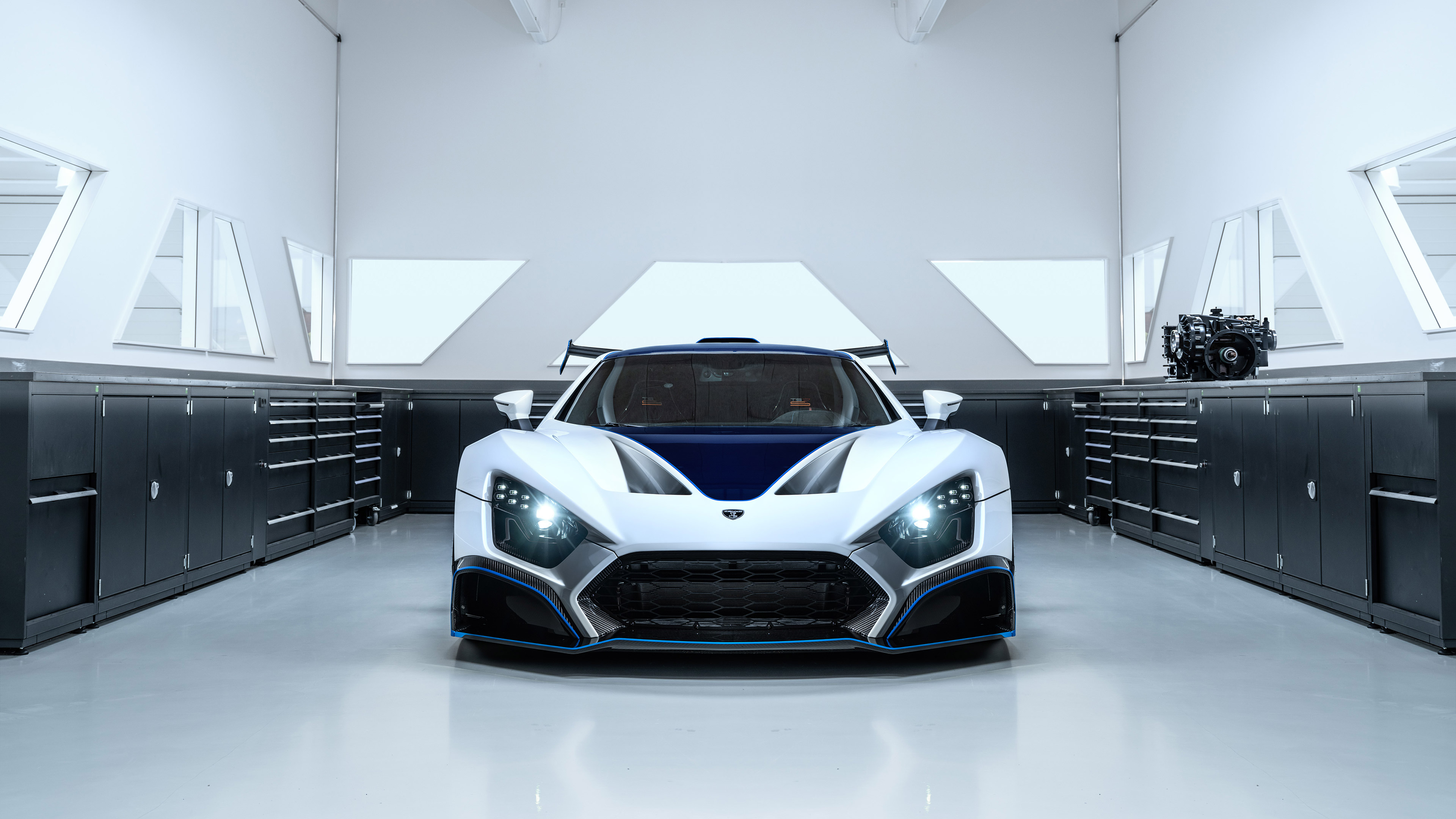 Zenvo TSR-S supercar in a clean garage HD Wallpaper