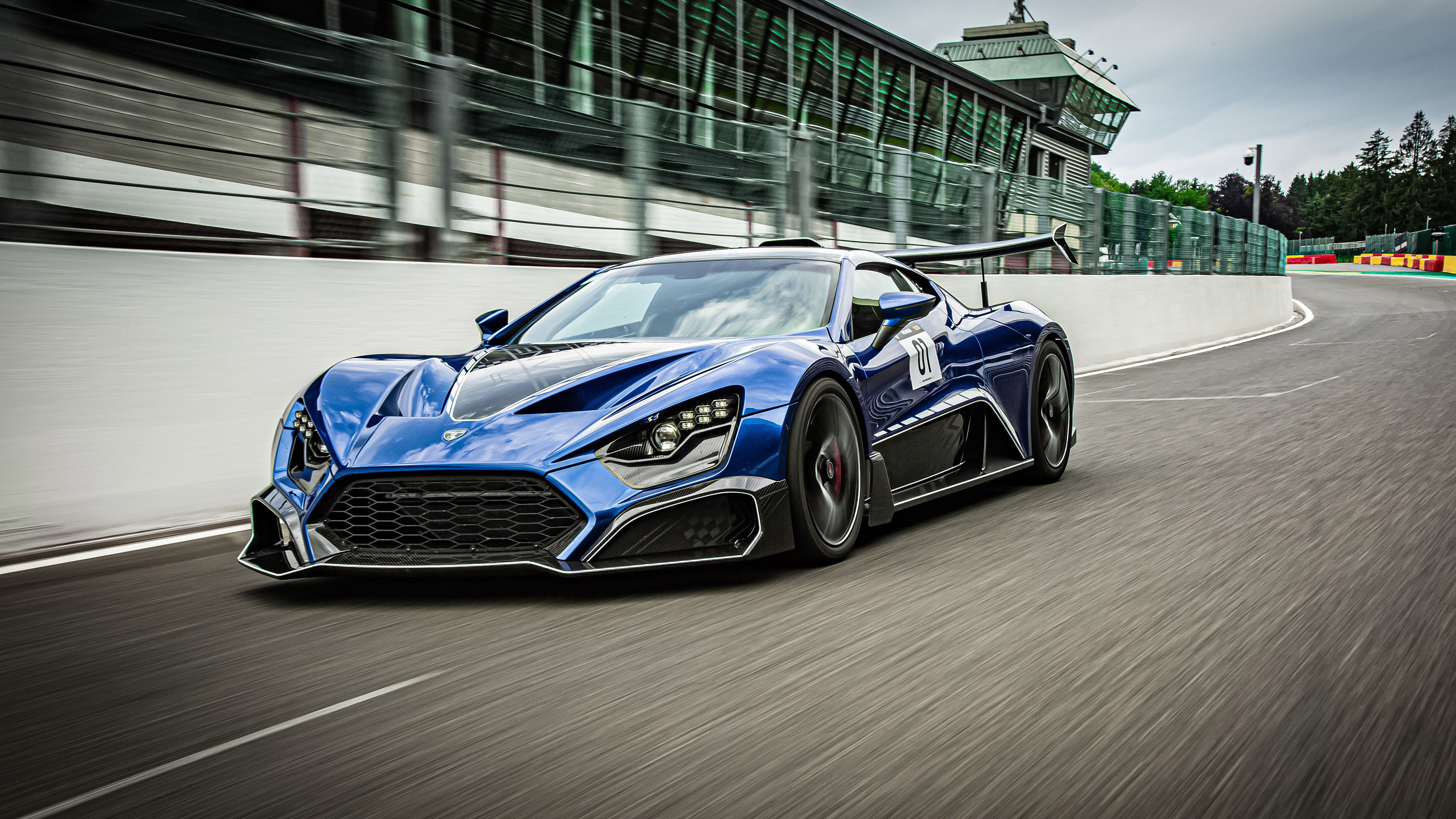 Blue Zenvo TSR-S Race Car on Track HD Wallpaper