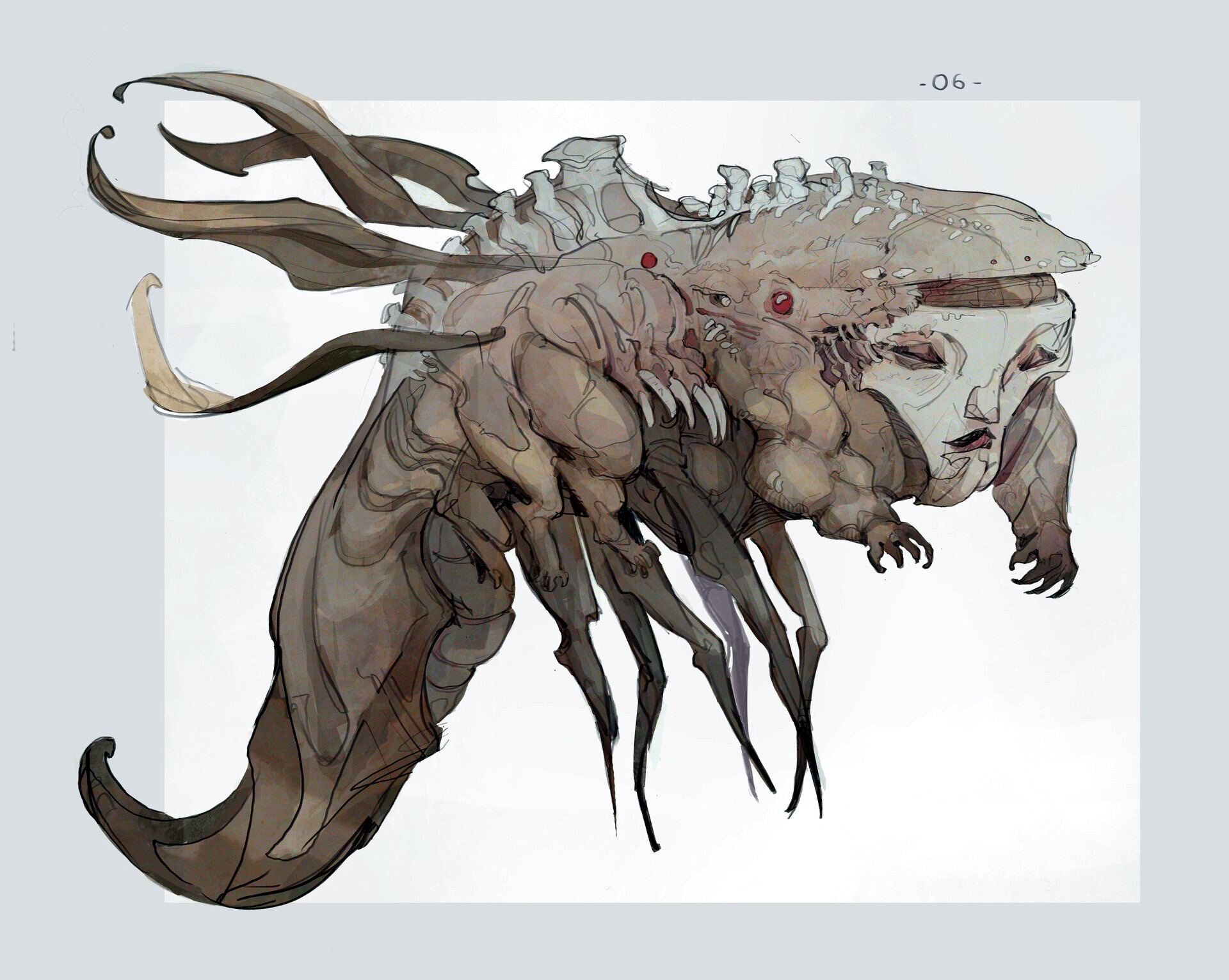 Dark Creature with insectoid and human features HD Wallpaper
