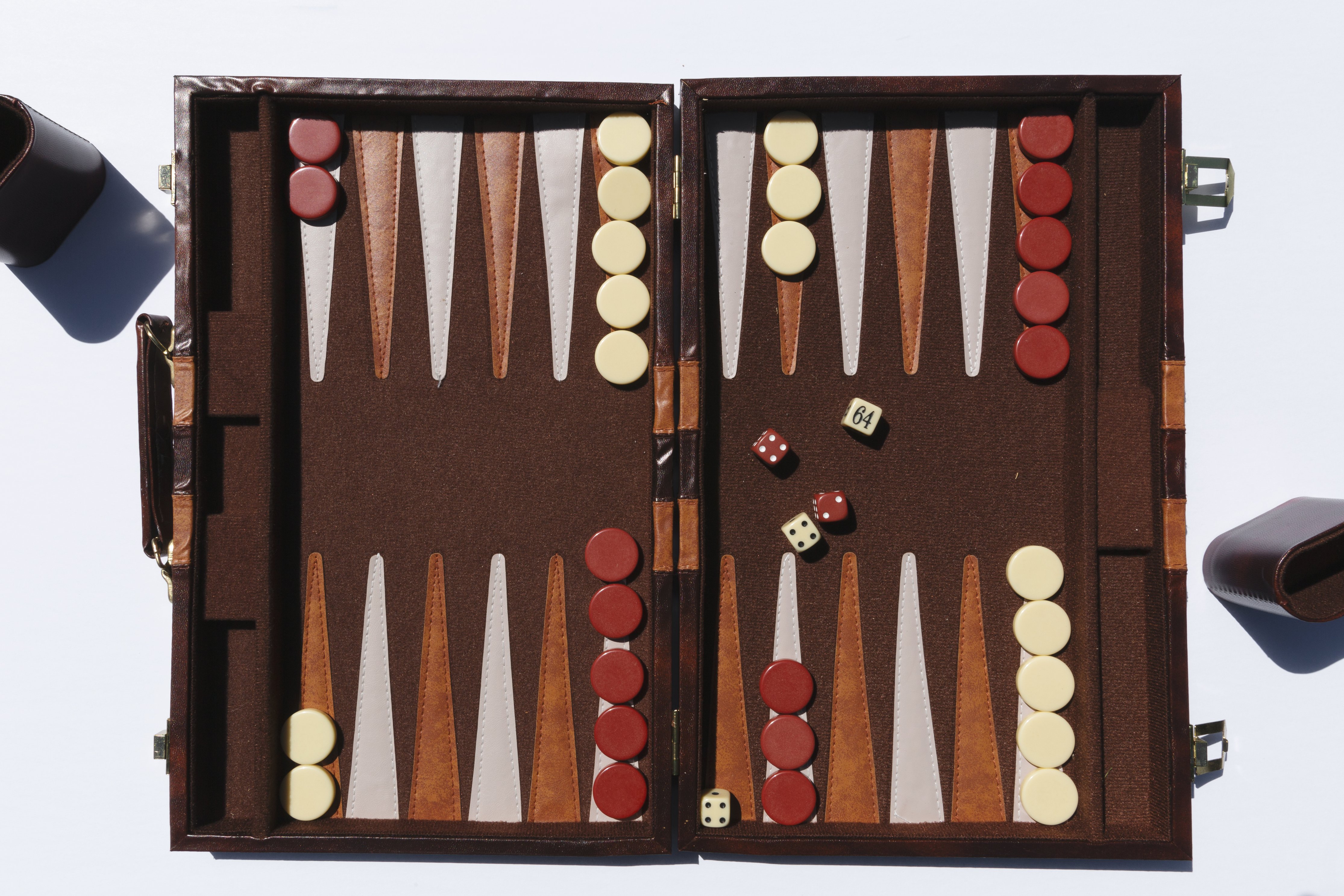 Leather Bound Backgammon Board with Dice and Pieces HD Wallpaper