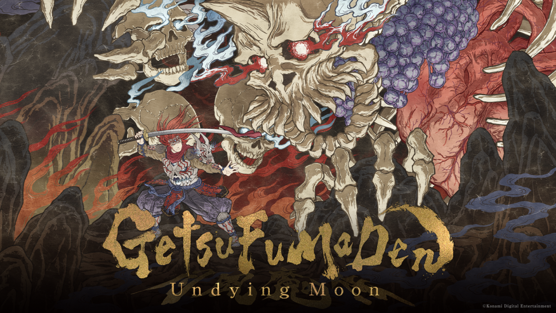 GetsuFumaDen: Undying Moon with a warrior and a giant skull monster HD Wallpaper