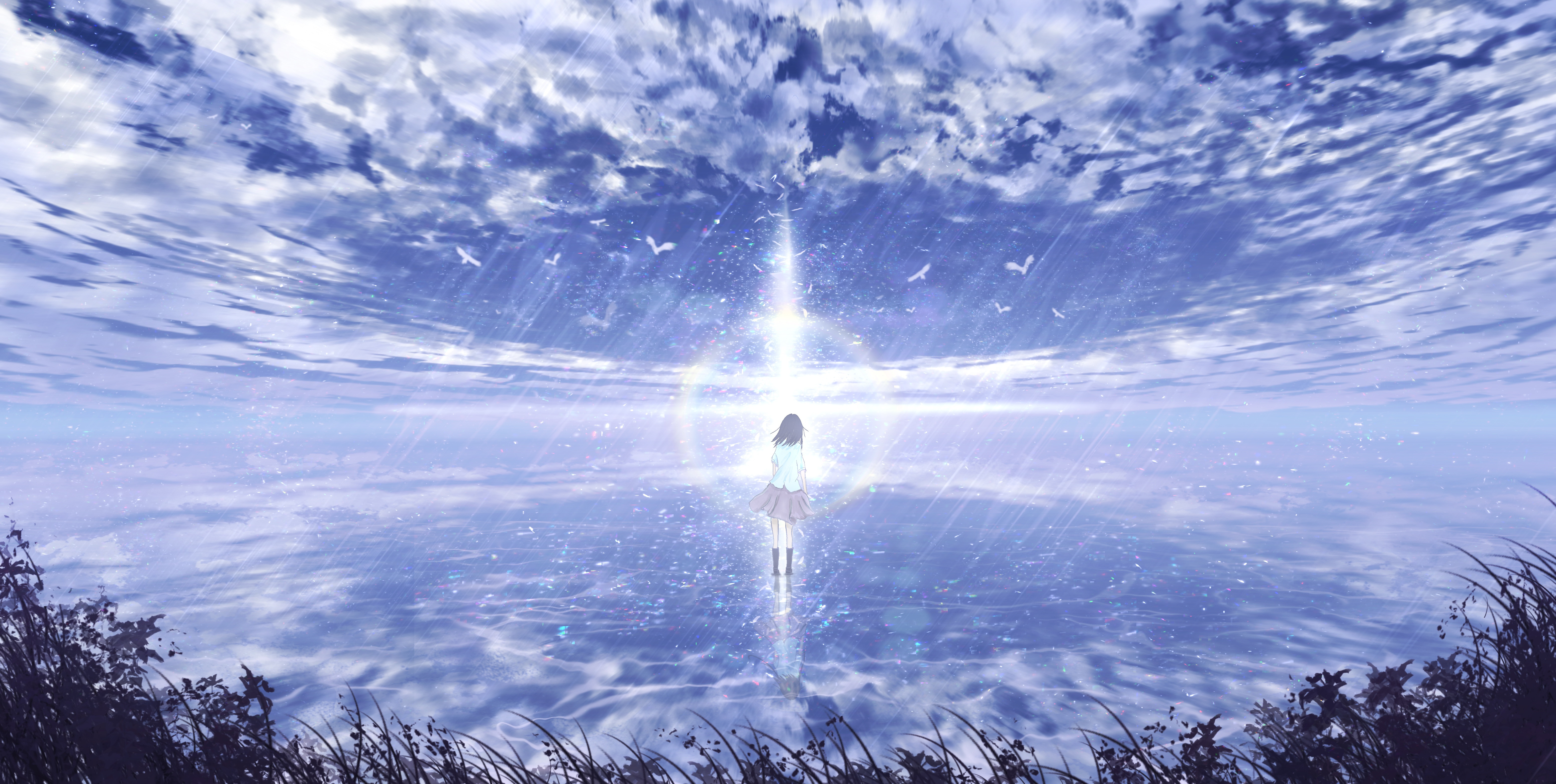 Girl Sky Horizon Cloud HD Wallpaper
