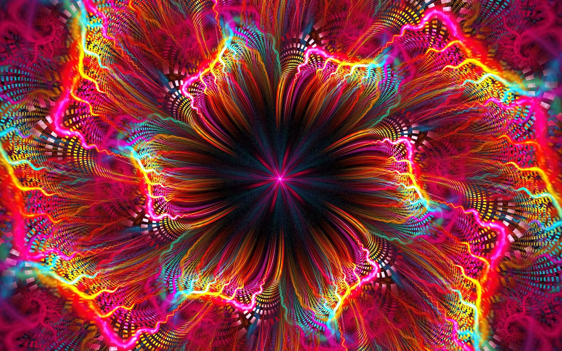 Abstract fractal art with flower-like patterns HD Wallpaper