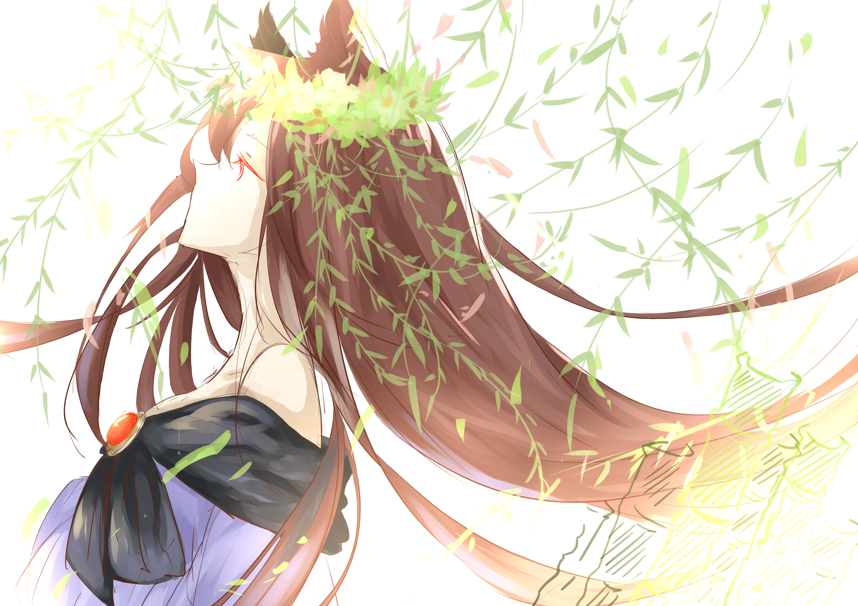 Kagerou Imaizumi with a flower crown and vines HD Wallpaper