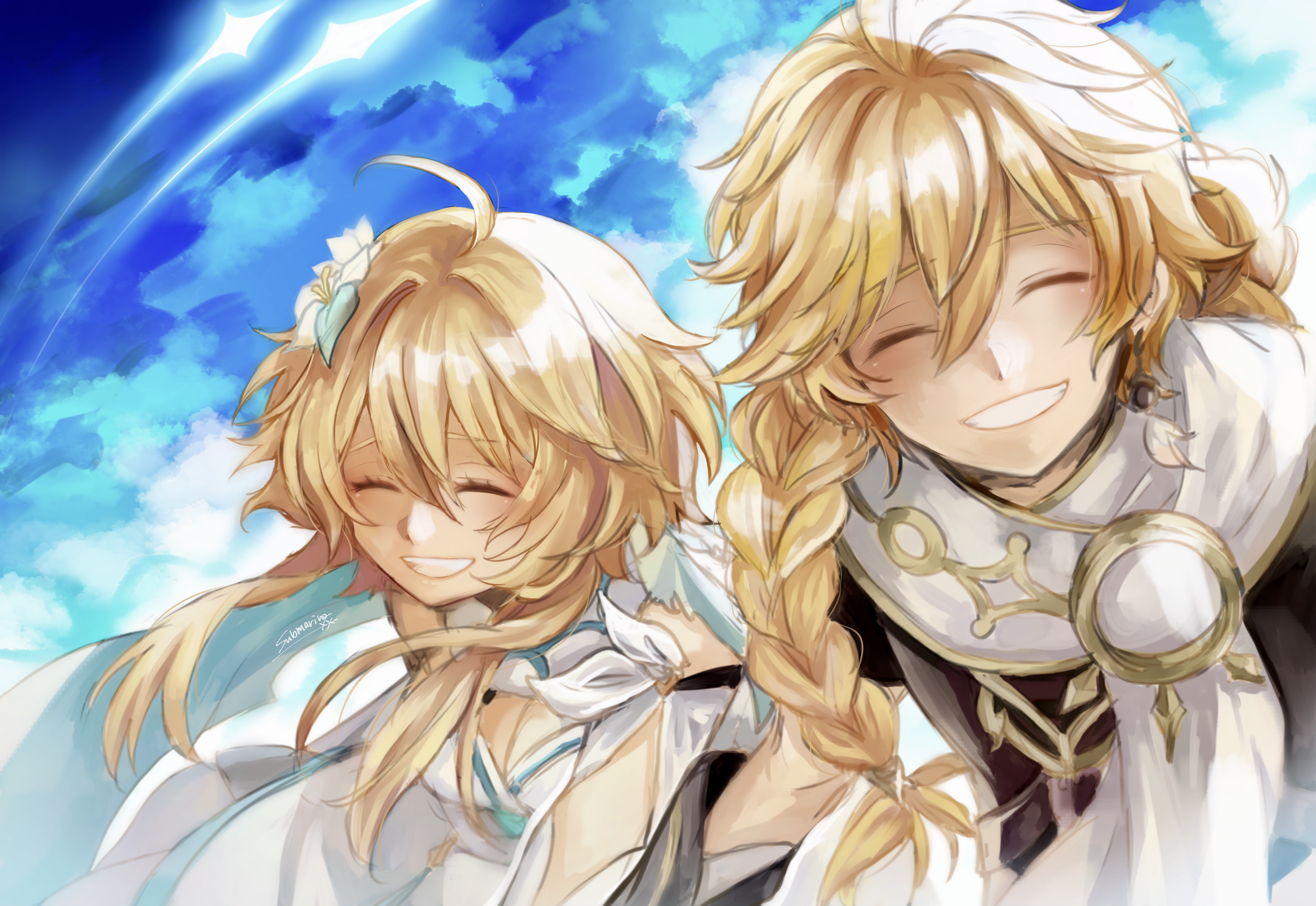 Aether and Lumine from Genshin Impact 4K HD Wallpaper