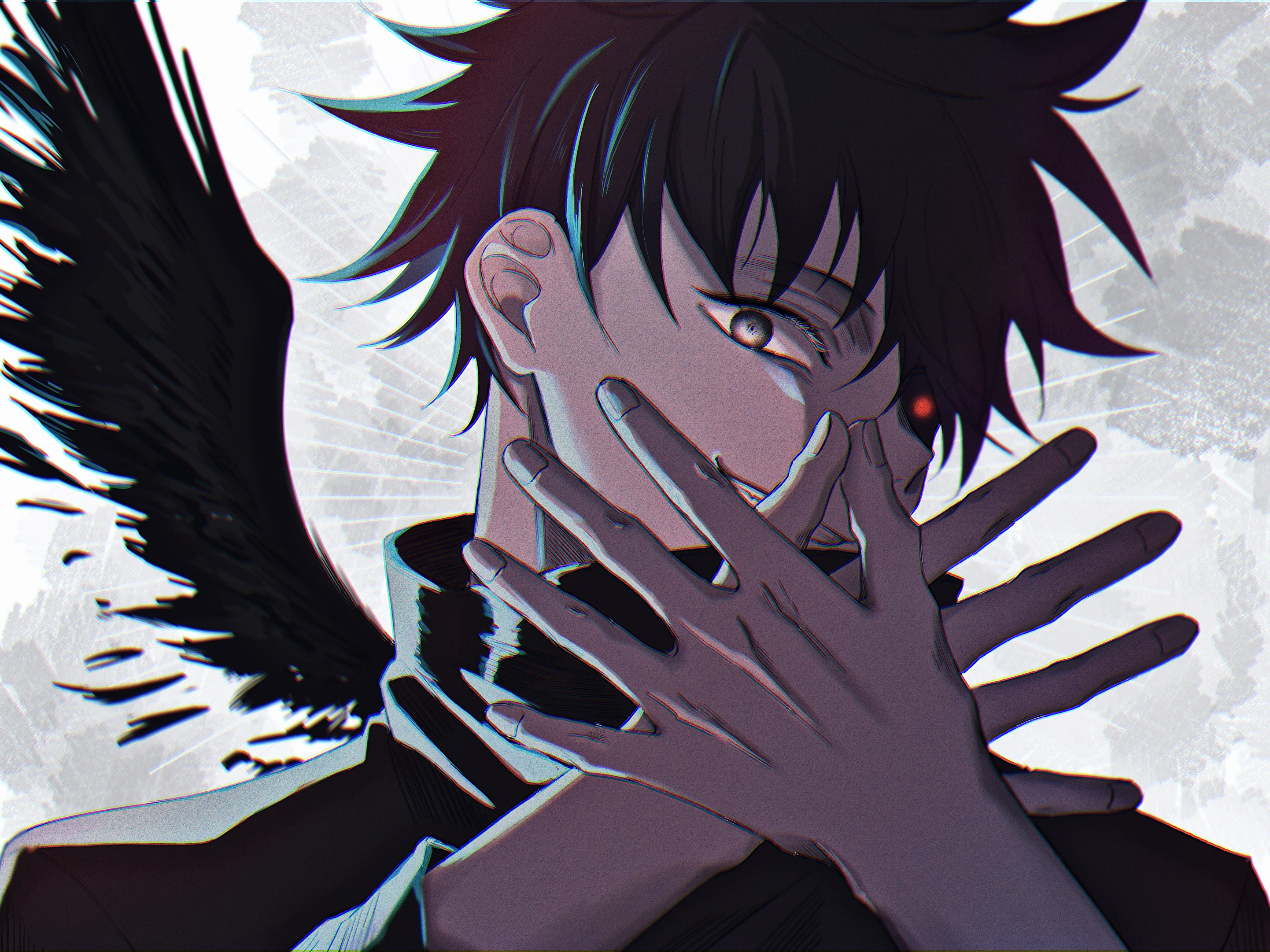 Megumi Fushiguro with black wings HD Wallpaper