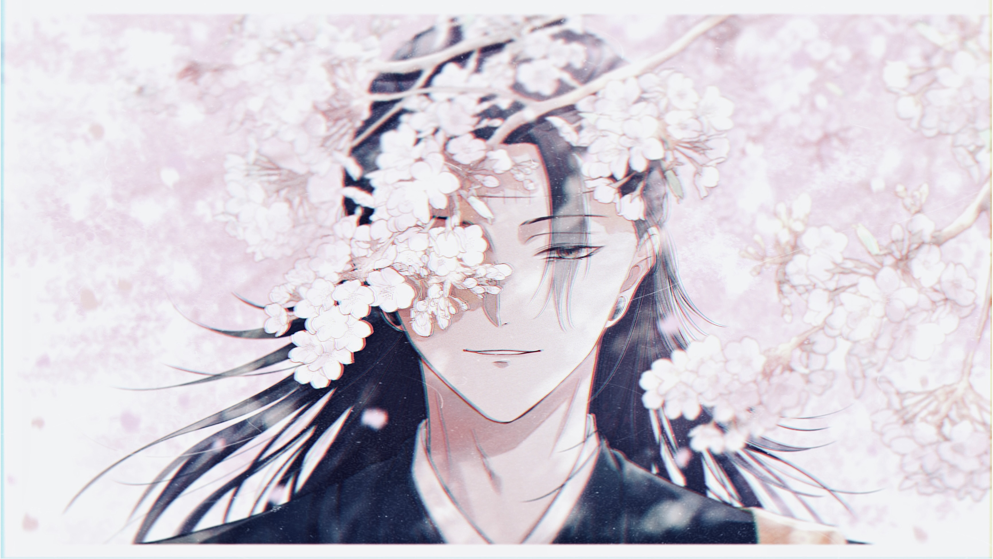 Suguru Geto surrounded by Sakura blossoms HD Wallpaper