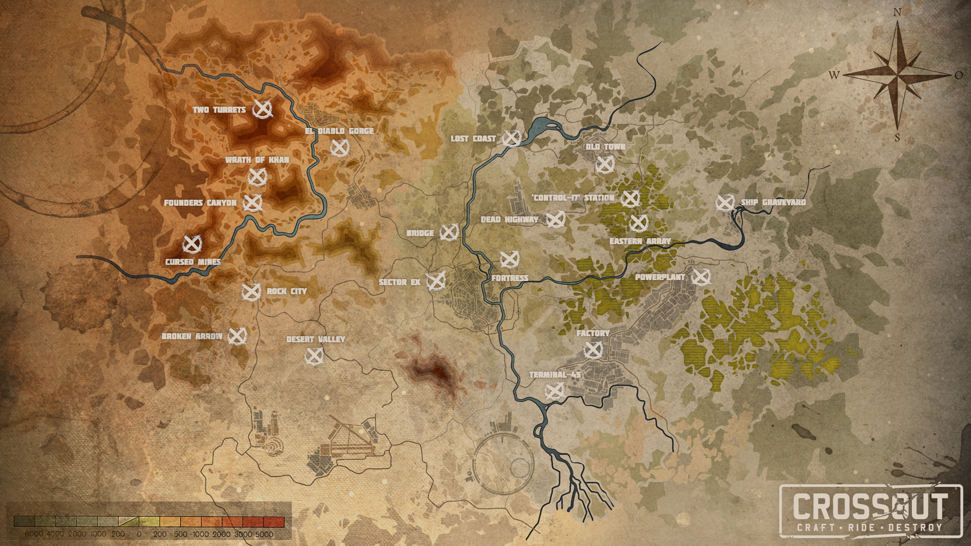 Crossout Game Map with Locations HD Wallpaper